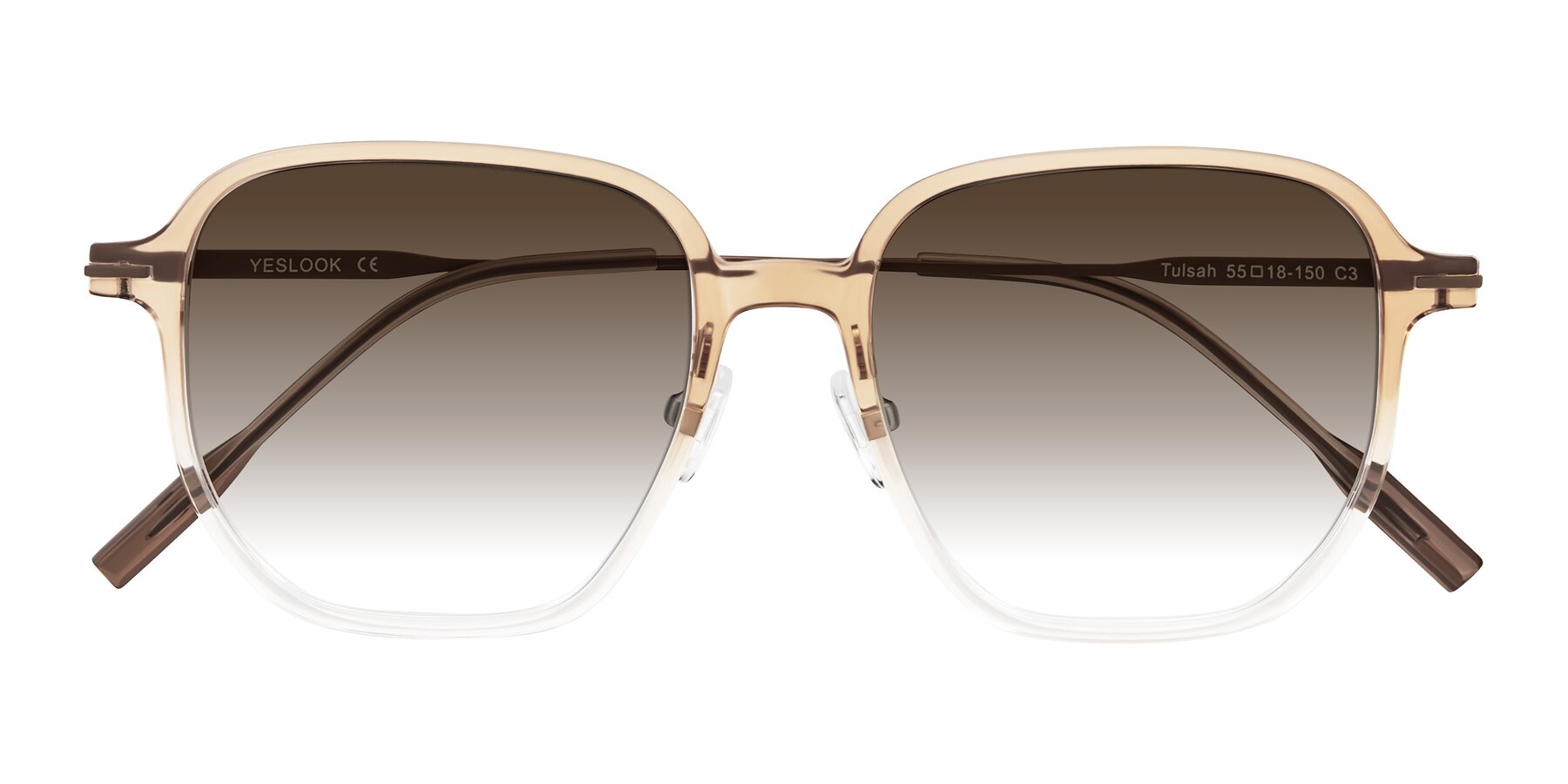 Folded Front of Tulsah in Gradient Light Brown/Clear with Brown Gradient Lenses