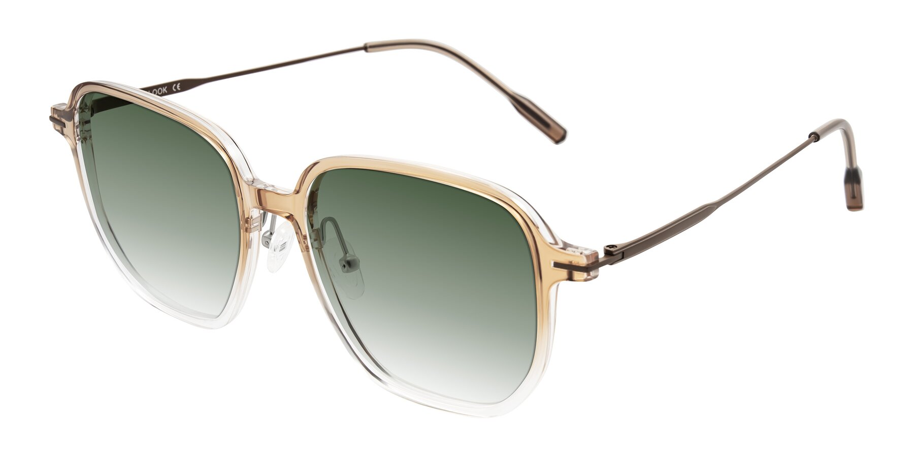 Angle of Tulsah in Gradient Light Brown/Clear with Green Gradient Lenses