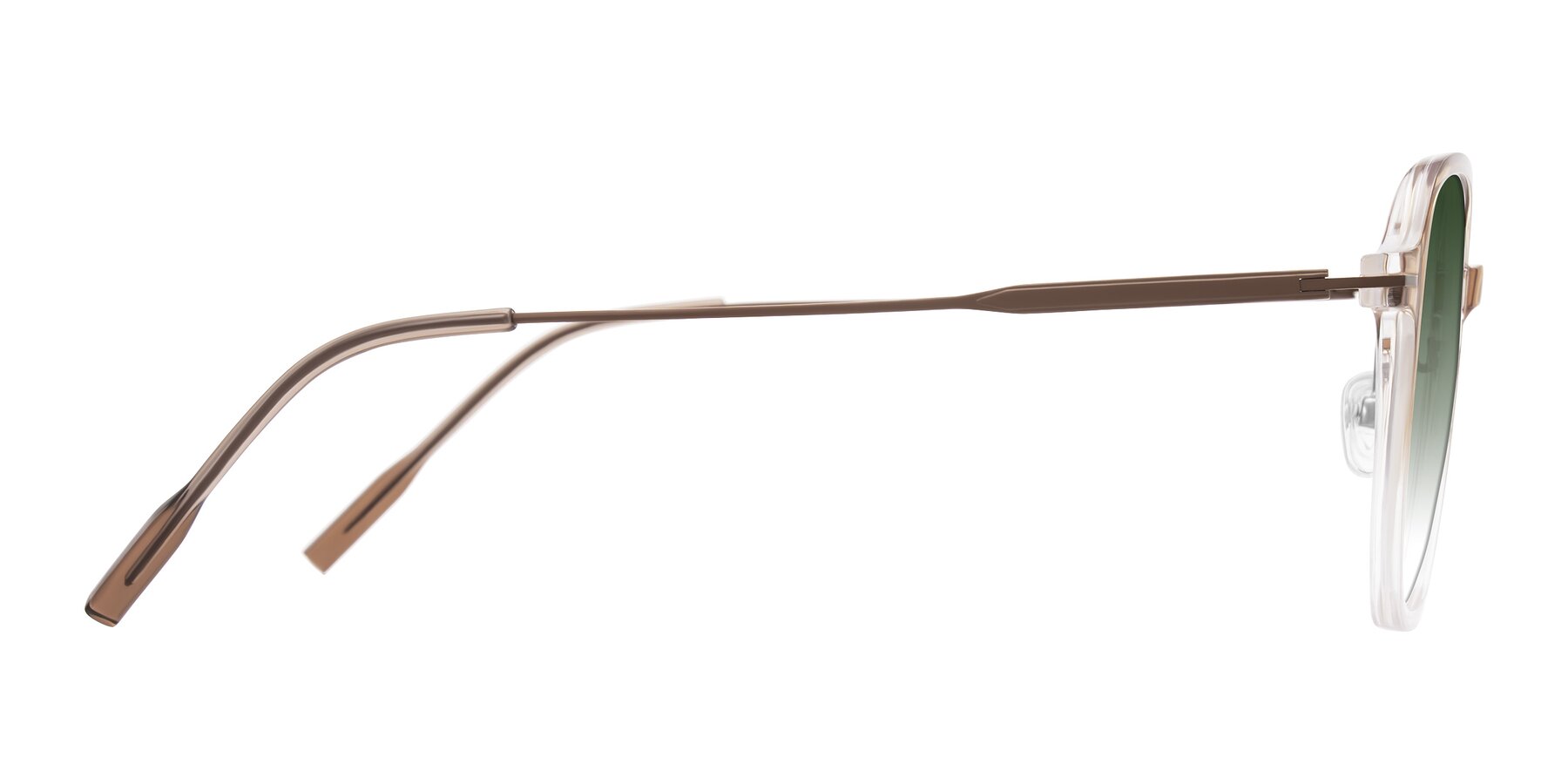 Side of Tulsah in Gradient Light Brown/Clear with Green Gradient Lenses