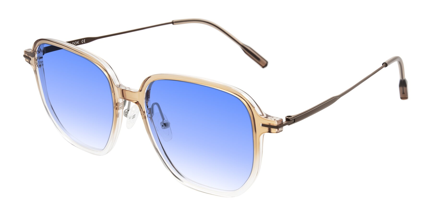 Angle of Tulsah in Gradient Light Brown/Clear with Blue Gradient Lenses