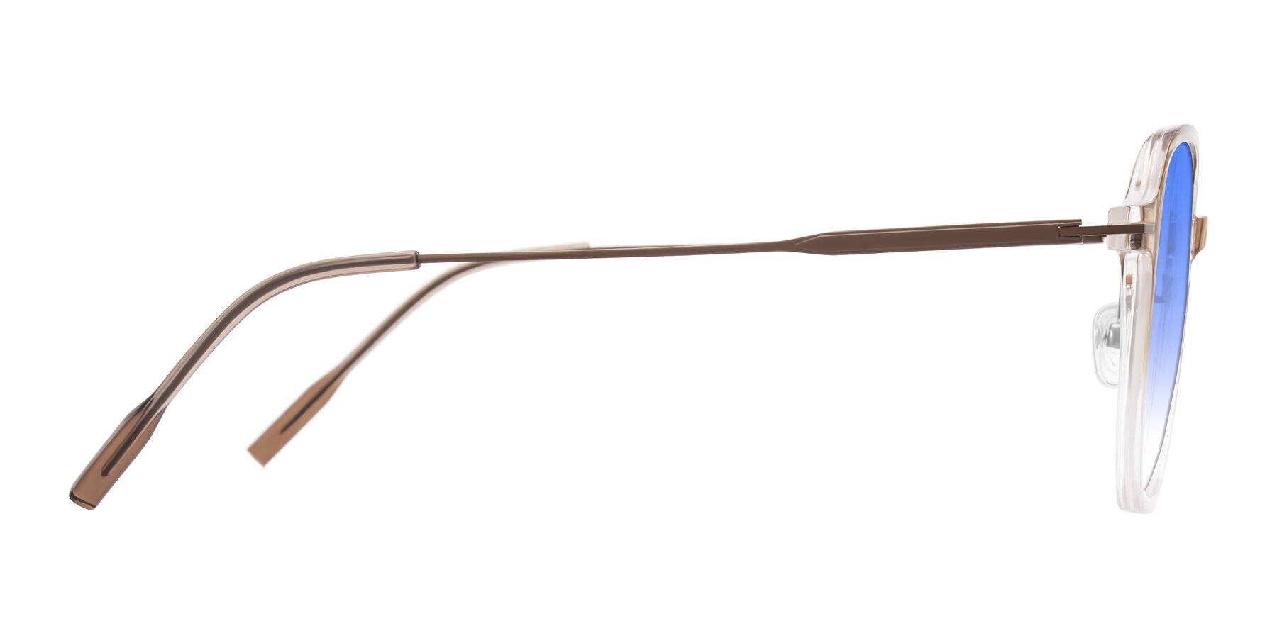 Side of Tulsah in Gradient Light Brown/Clear with Blue Gradient Lenses