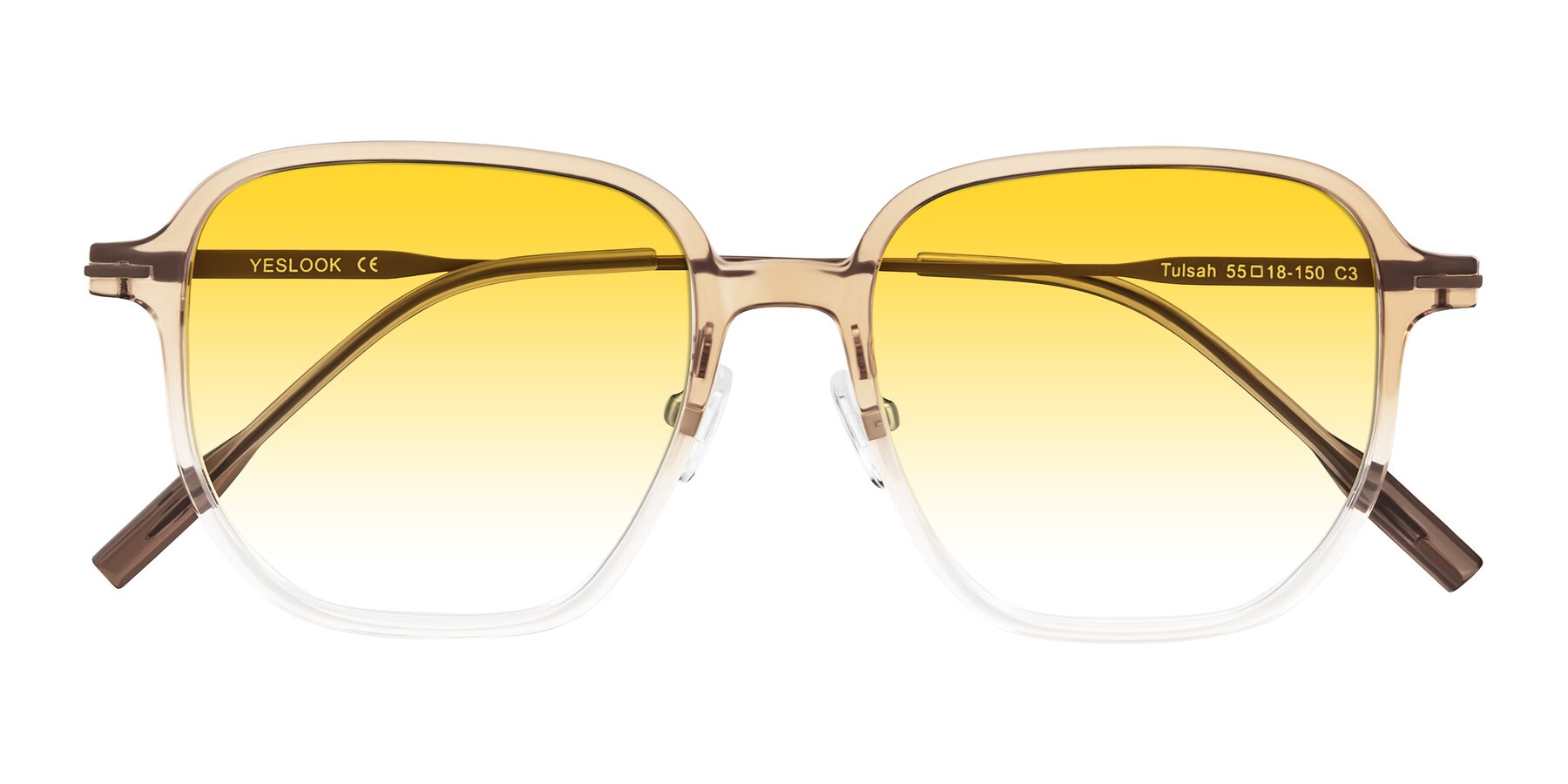 Folded Front of Tulsah in Gradient Light Brown/Clear with Yellow Gradient Lenses