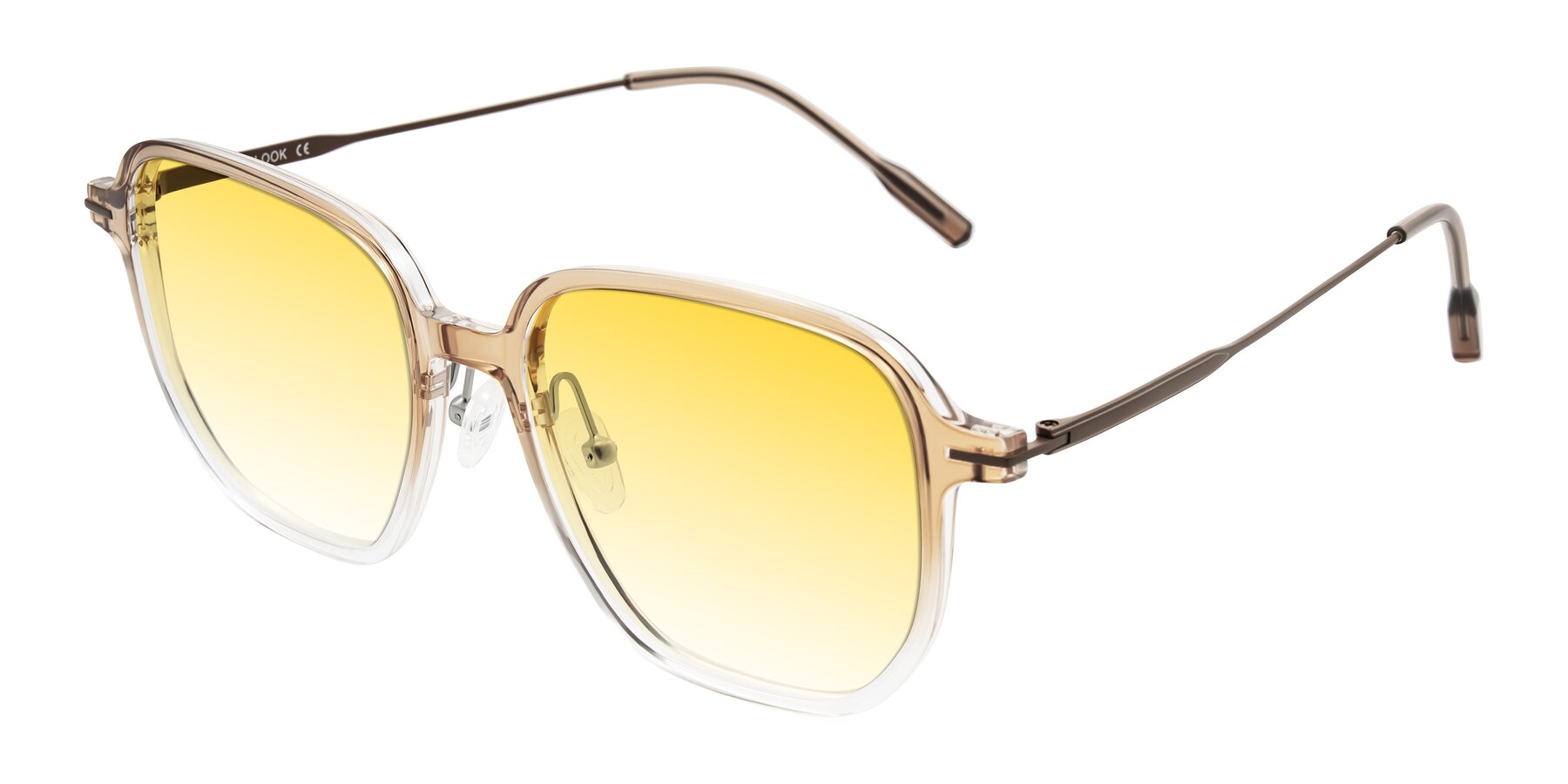 Angle of Tulsah in Gradient Light Brown/Clear with Yellow Gradient Lenses