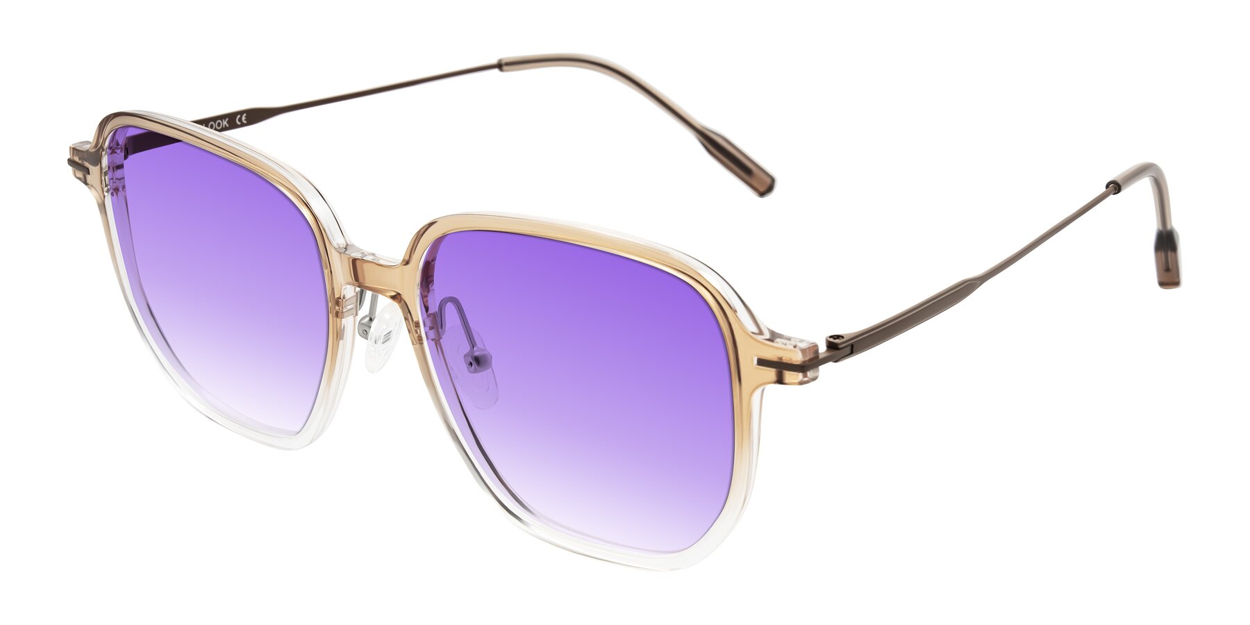Angle of Tulsah in Gradient Light Brown/Clear with Purple Gradient Lenses