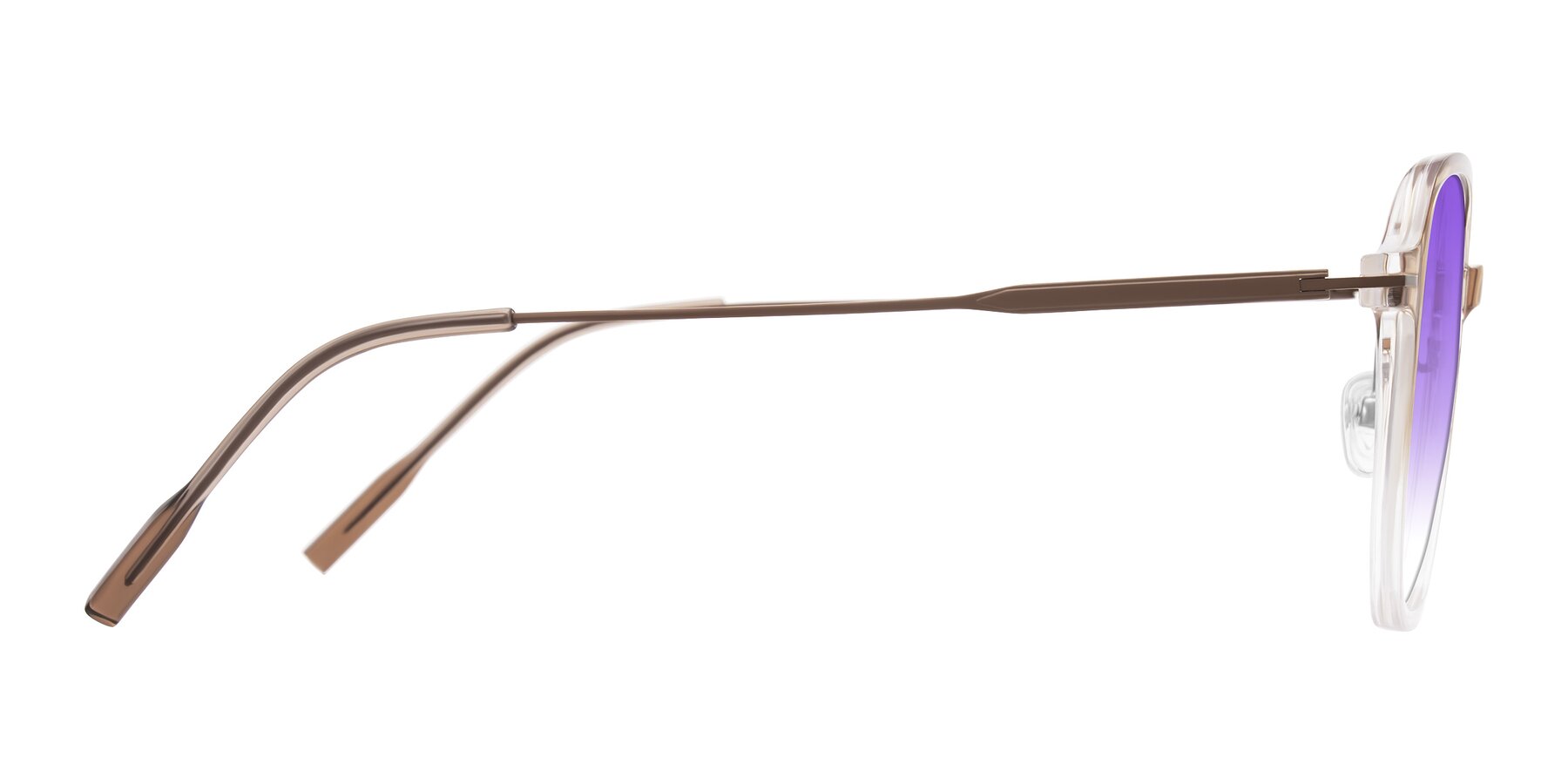Side of Tulsah in Gradient Light Brown/Clear with Purple Gradient Lenses