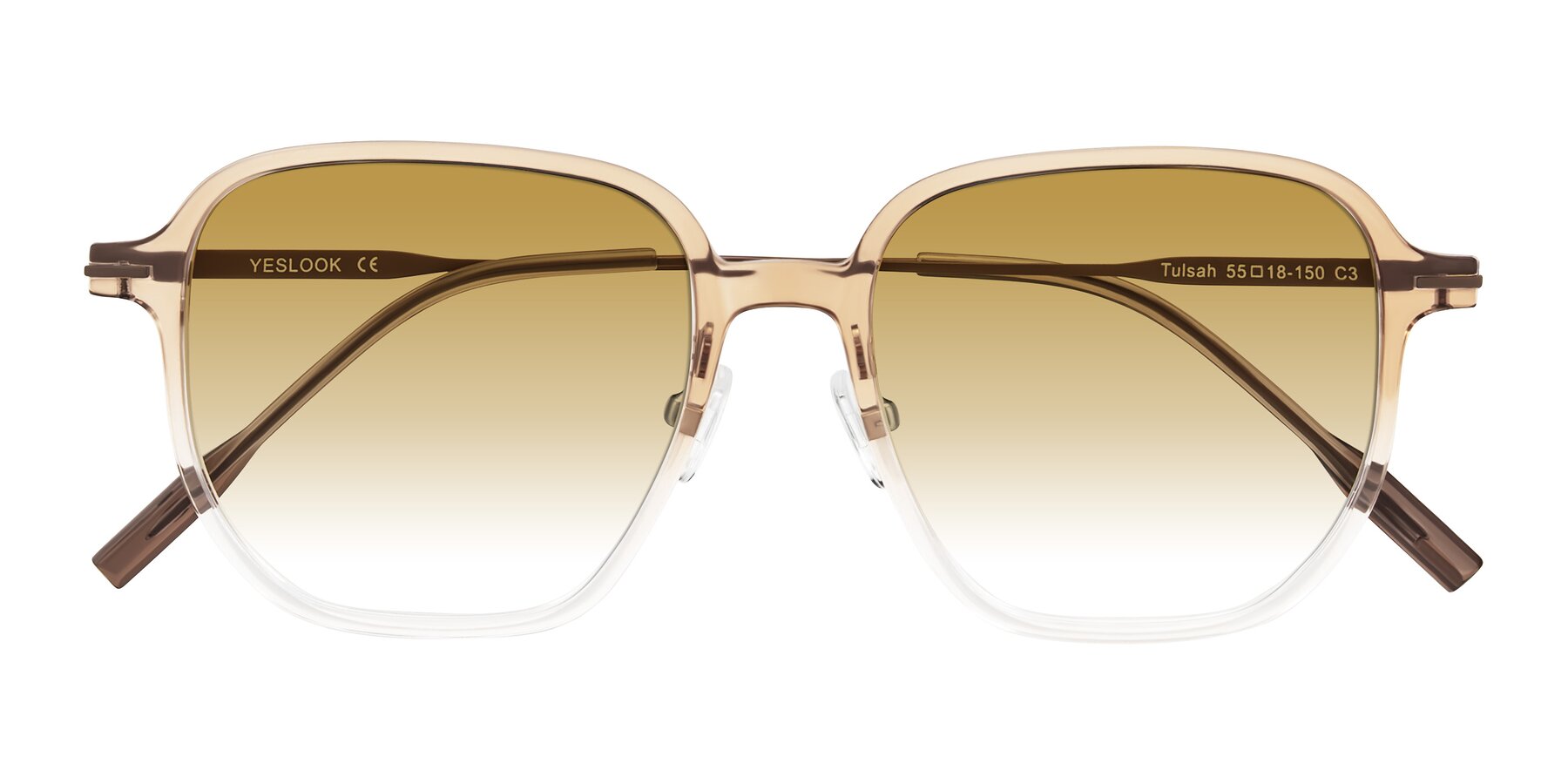 Folded Front of Tulsah in Gradient Light Brown/Clear with Champagne Gradient Lenses