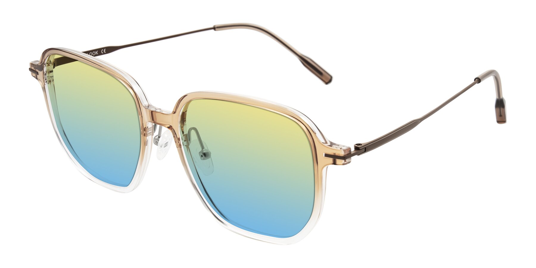Angle of Tulsah in Gradient Light Brown/Clear with Yellow / Blue Gradient Lenses