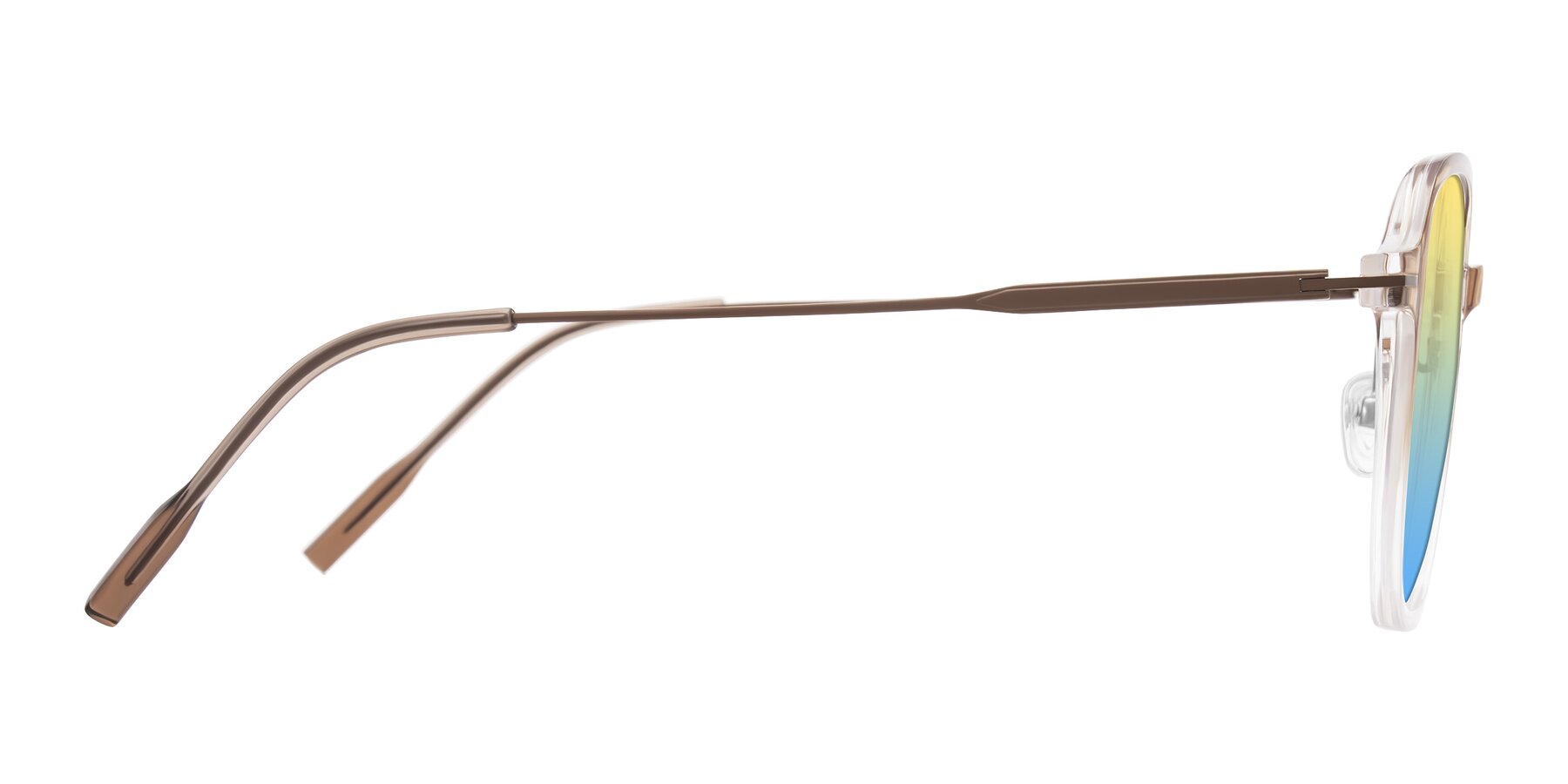 Side of Tulsah in Gradient Light Brown/Clear with Yellow / Blue Gradient Lenses