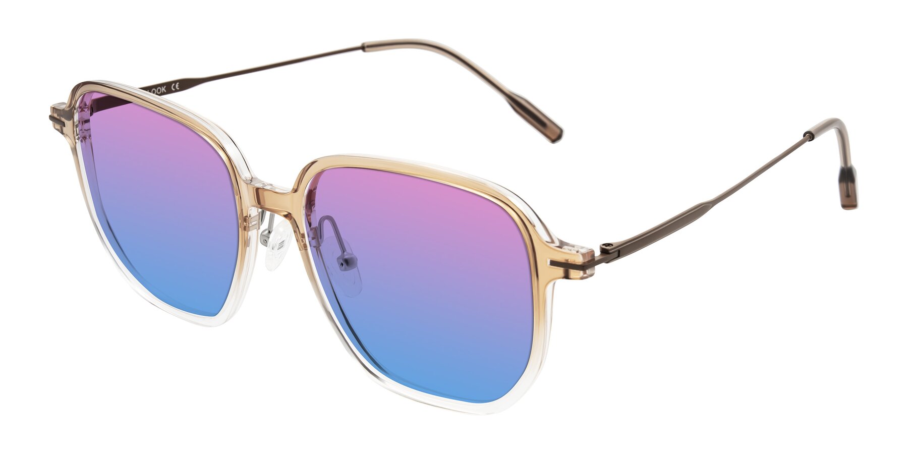 Angle of Tulsah in Gradient Light Brown/Clear with Pink / Blue Gradient Lenses