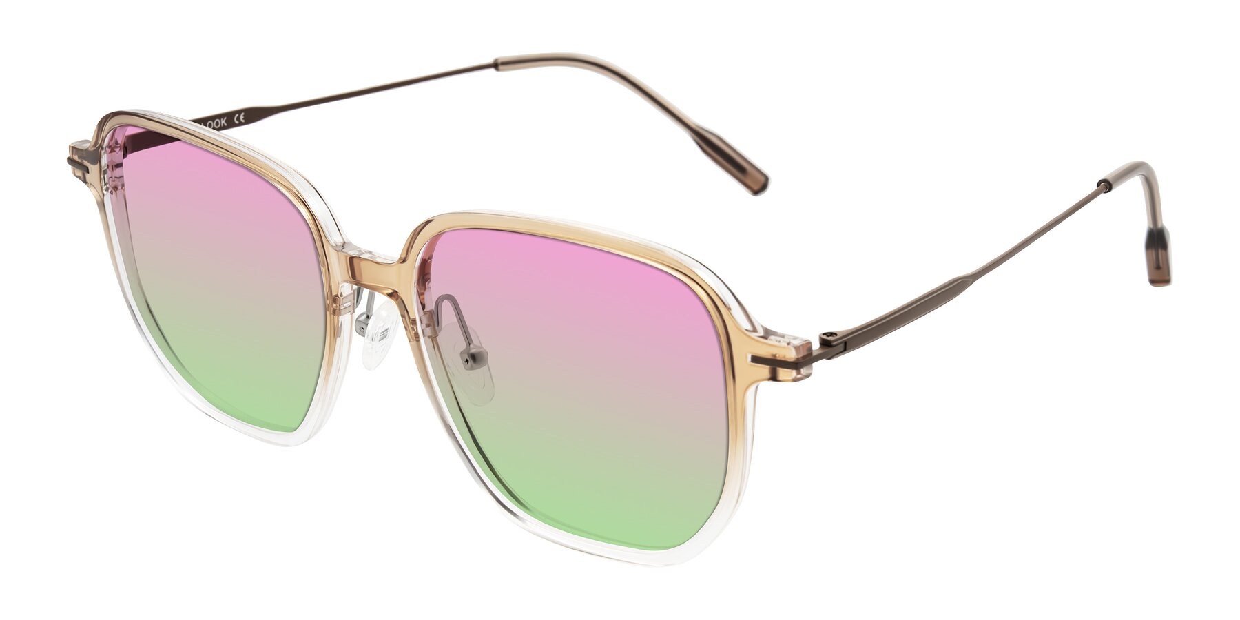 Angle of Tulsah in Gradient Light Brown/Clear with Pink / Green Gradient Lenses