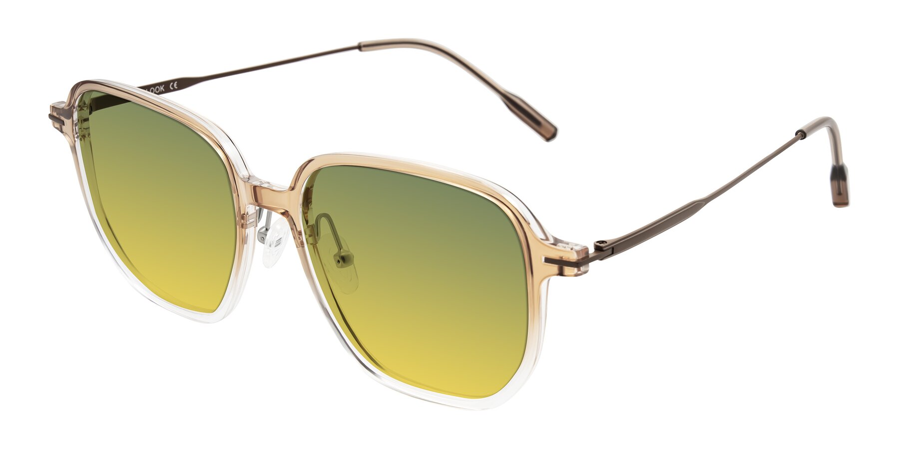 Angle of Tulsah in Gradient Light Brown/Clear with Green / Yellow Gradient Lenses