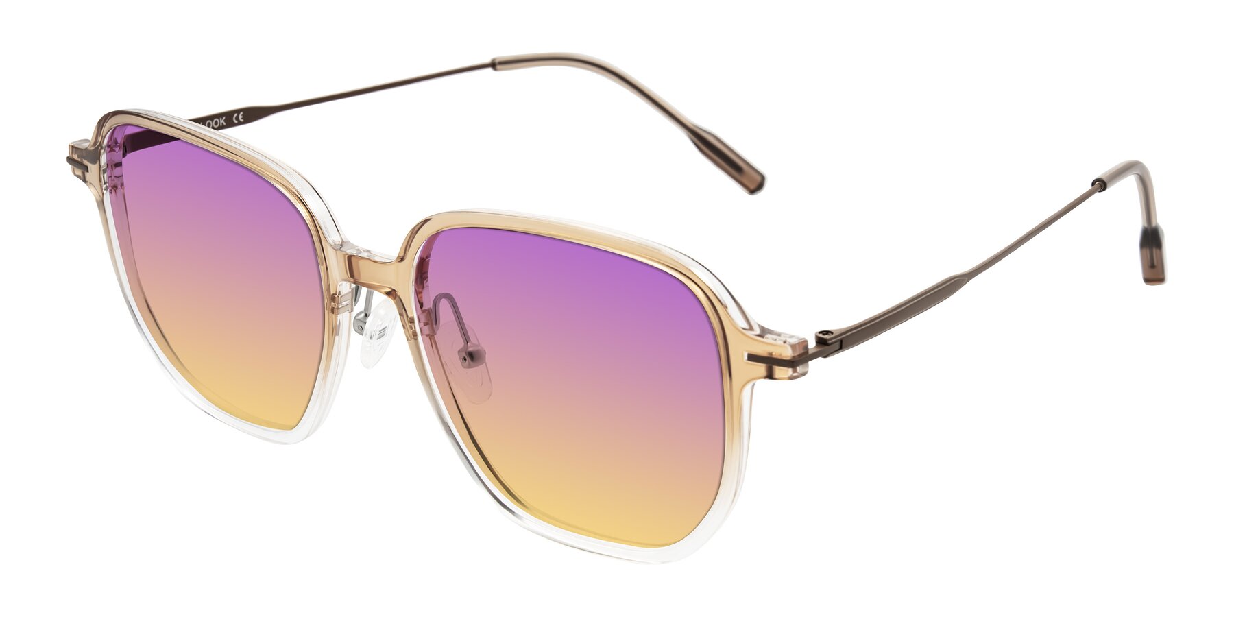 Angle of Tulsah in Gradient Light Brown/Clear with Purple / Yellow Gradient Lenses