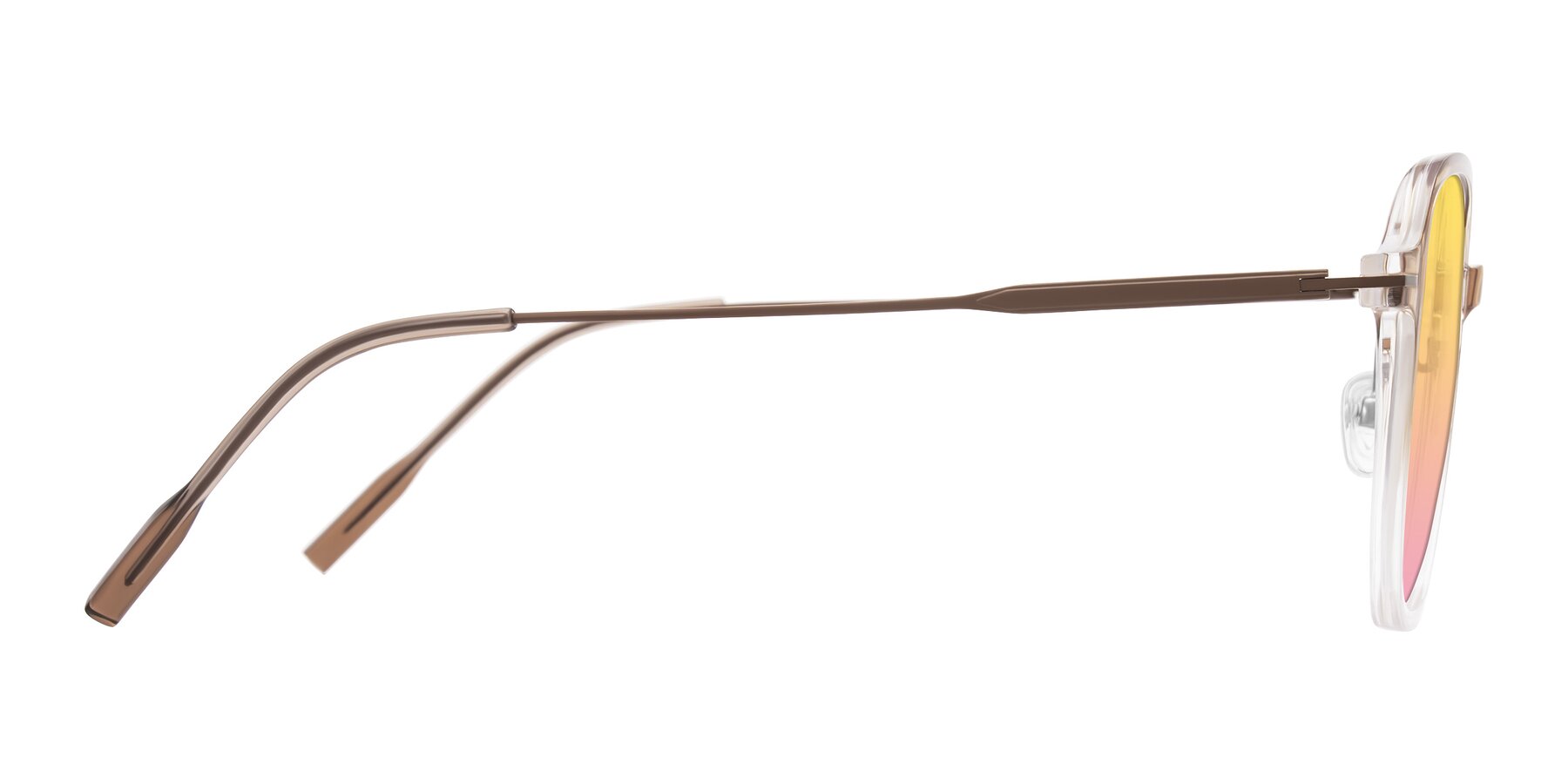 Side of Tulsah in Gradient Light Brown/Clear with Yellow / Pink Gradient Lenses