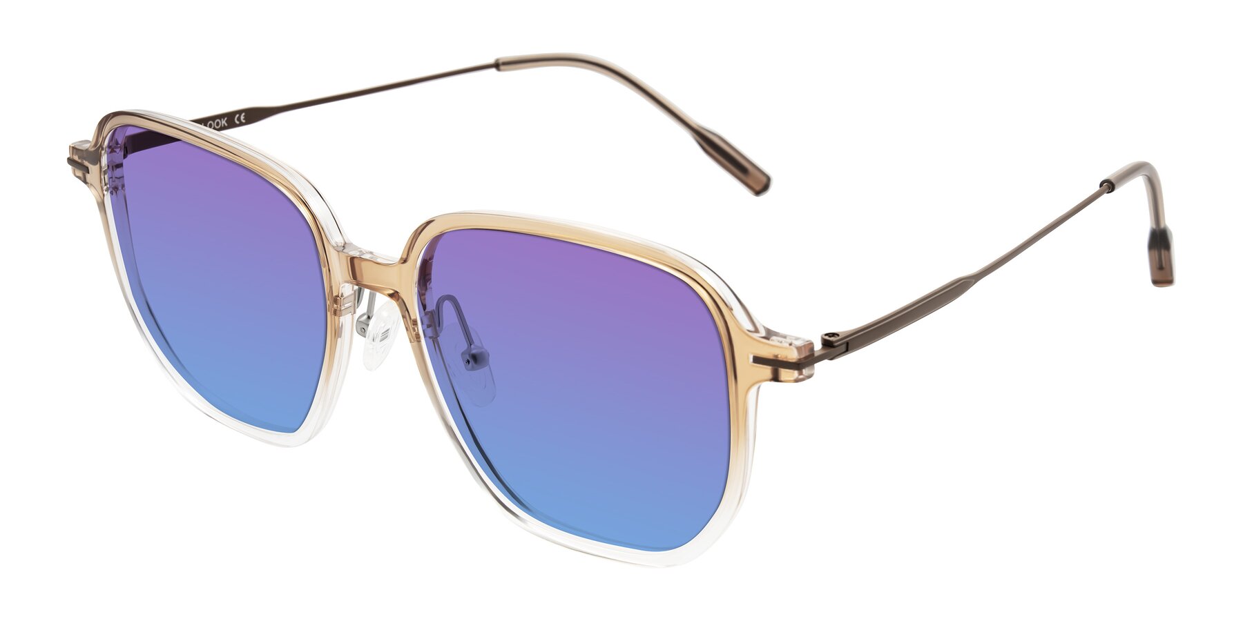 Angle of Tulsah in Gradient Light Brown/Clear with Purple / Blue Gradient Lenses