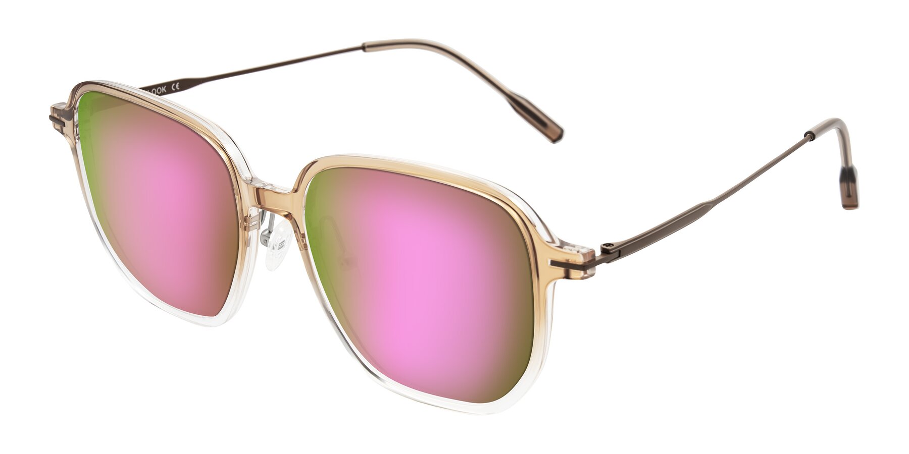 Angle of Tulsah in Gradient Light Brown/Clear with Pink Mirrored Lenses