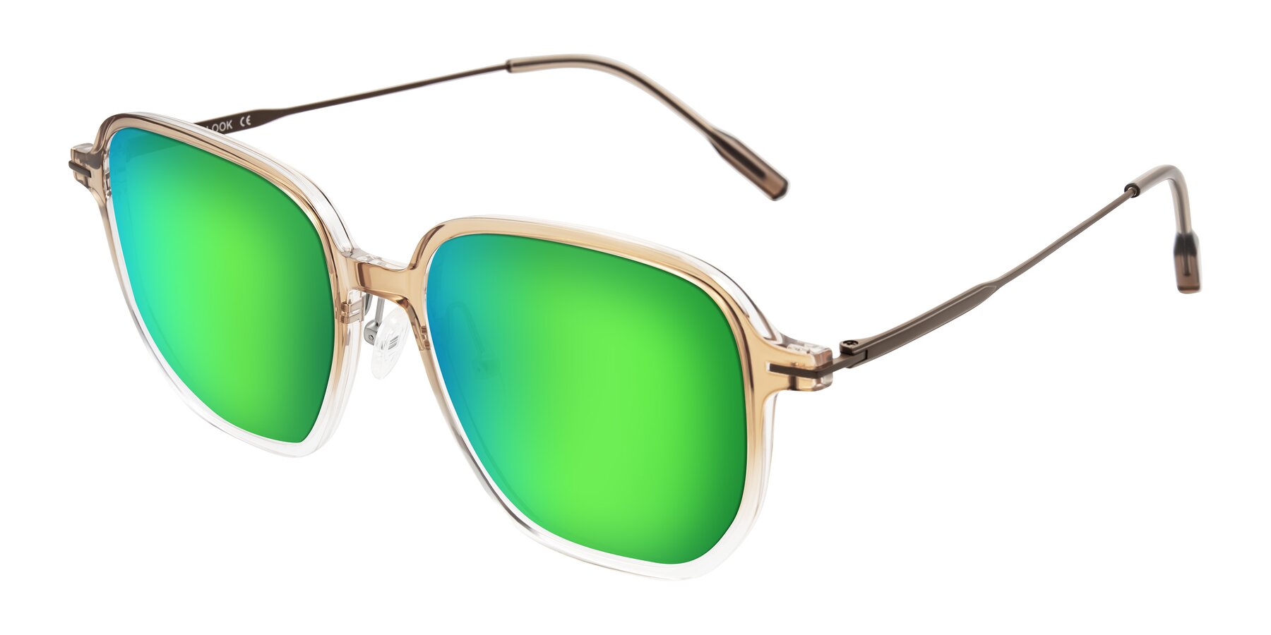 Angle of Tulsah in Gradient Light Brown/Clear with Green Mirrored Lenses