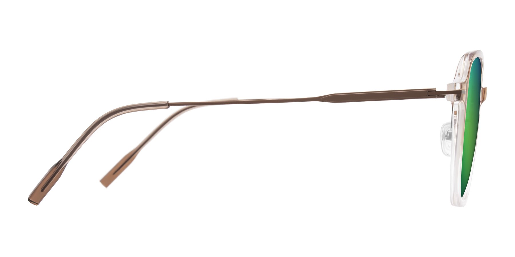 Side of Tulsah in Gradient Light Brown/Clear with Green Mirrored Lenses