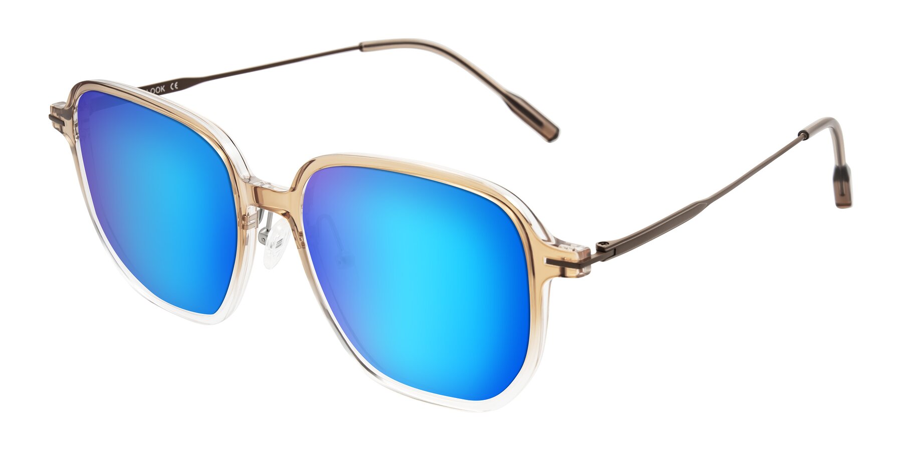 Angle of Tulsah in Gradient Light Brown/Clear with Blue Mirrored Lenses