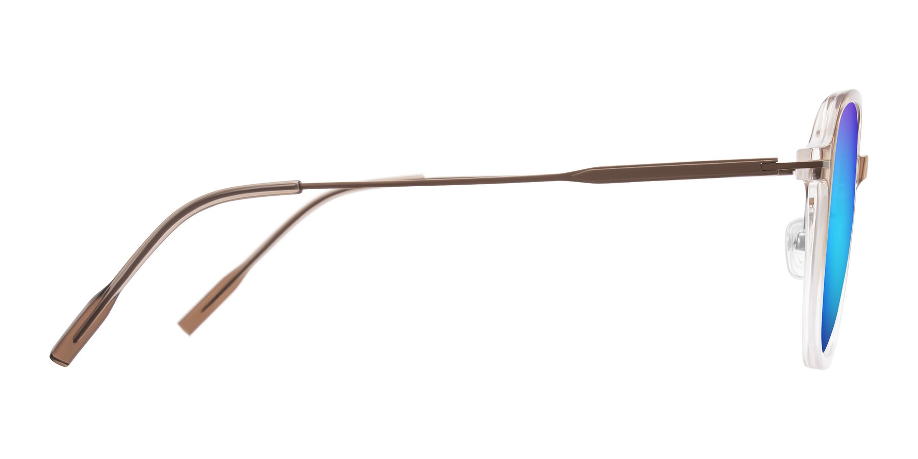 Side of Tulsah in Gradient Light Brown/Clear with Blue Mirrored Lenses