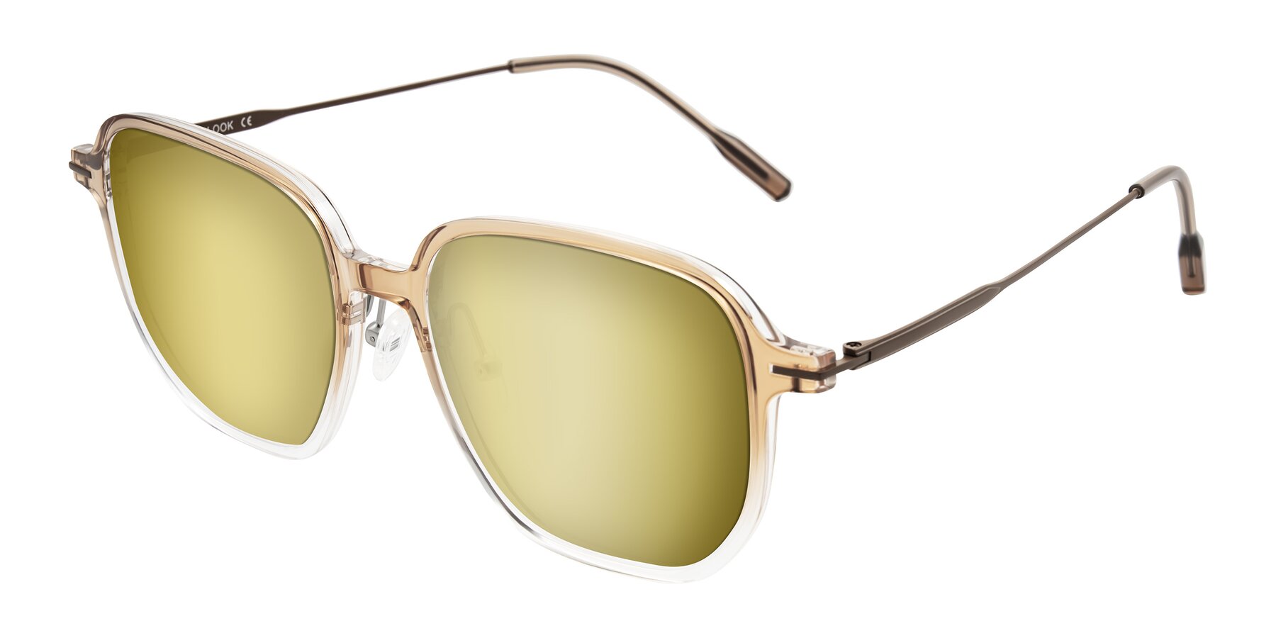 Angle of Tulsah in Gradient Light Brown/Clear with Gold Mirrored Lenses