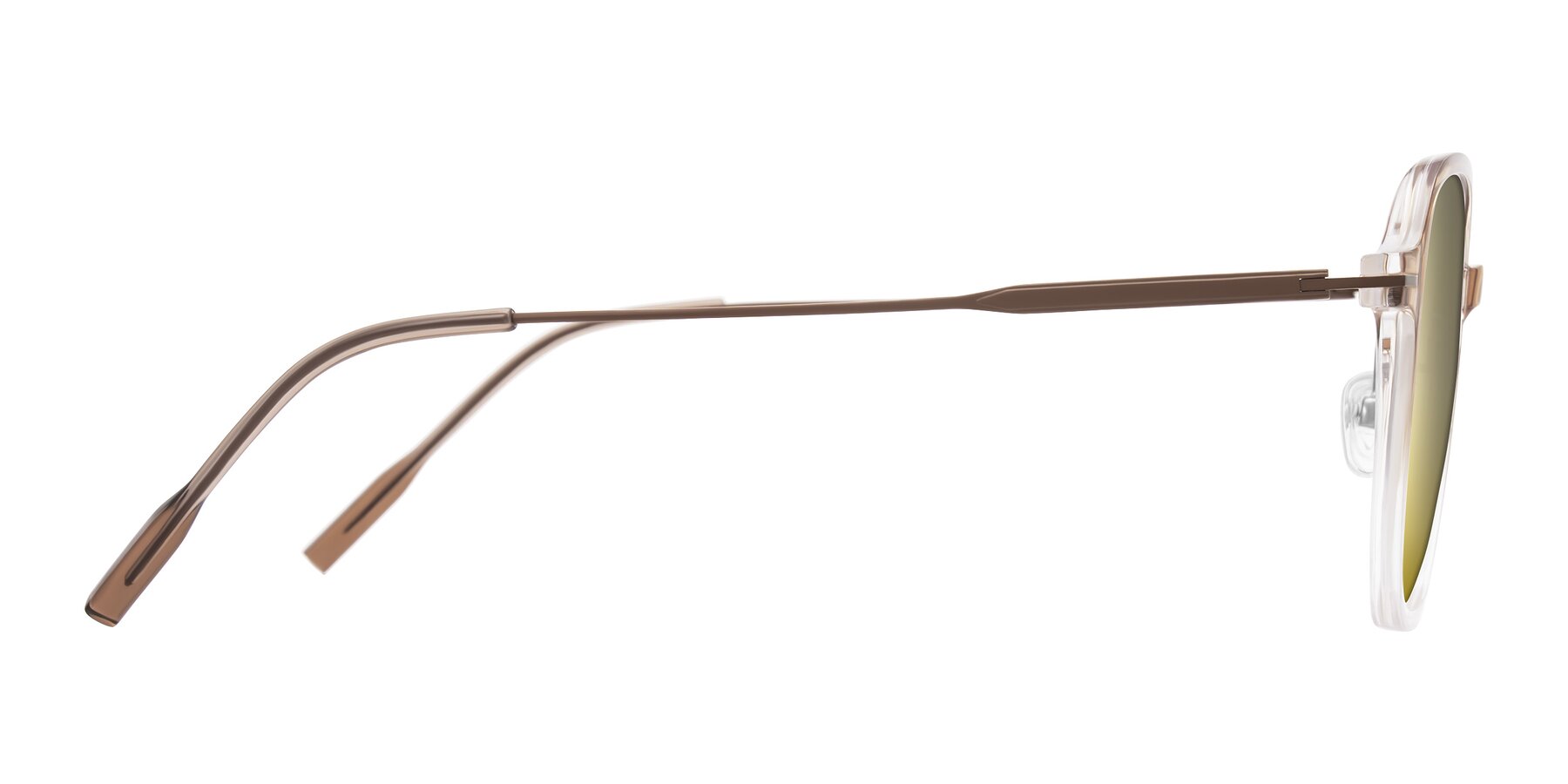 Side of Tulsah in Gradient Light Brown/Clear with Gold Mirrored Lenses