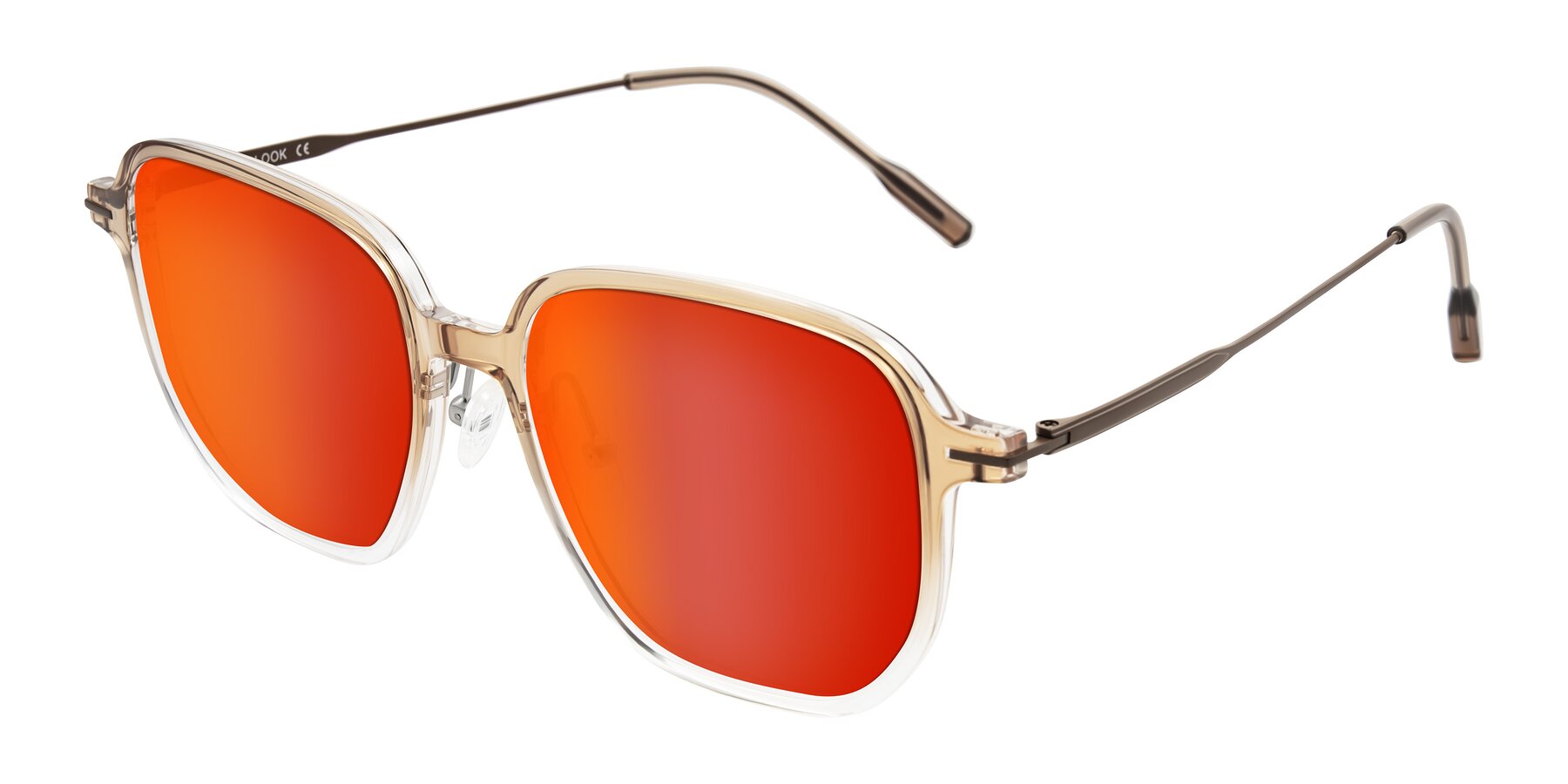 Angle of Tulsah in Gradient Light Brown/Clear with Red Gold Mirrored Lenses