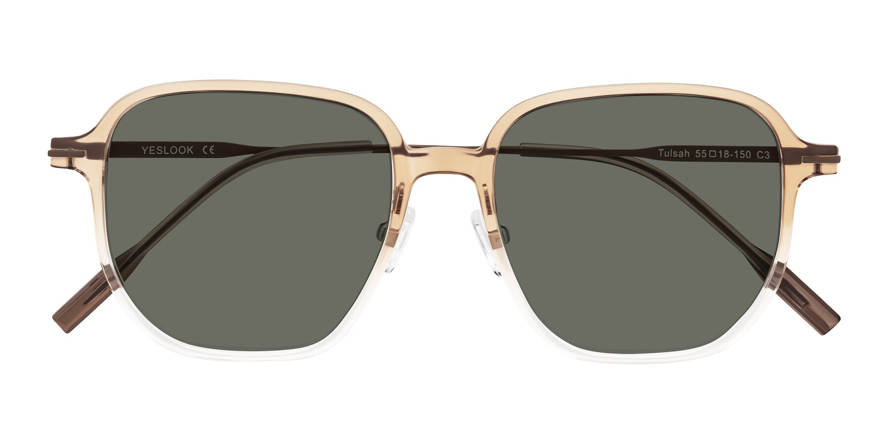 Folded Front of Tulsah in Gradient Light Brown/Clear with Gray Polarized Lenses
