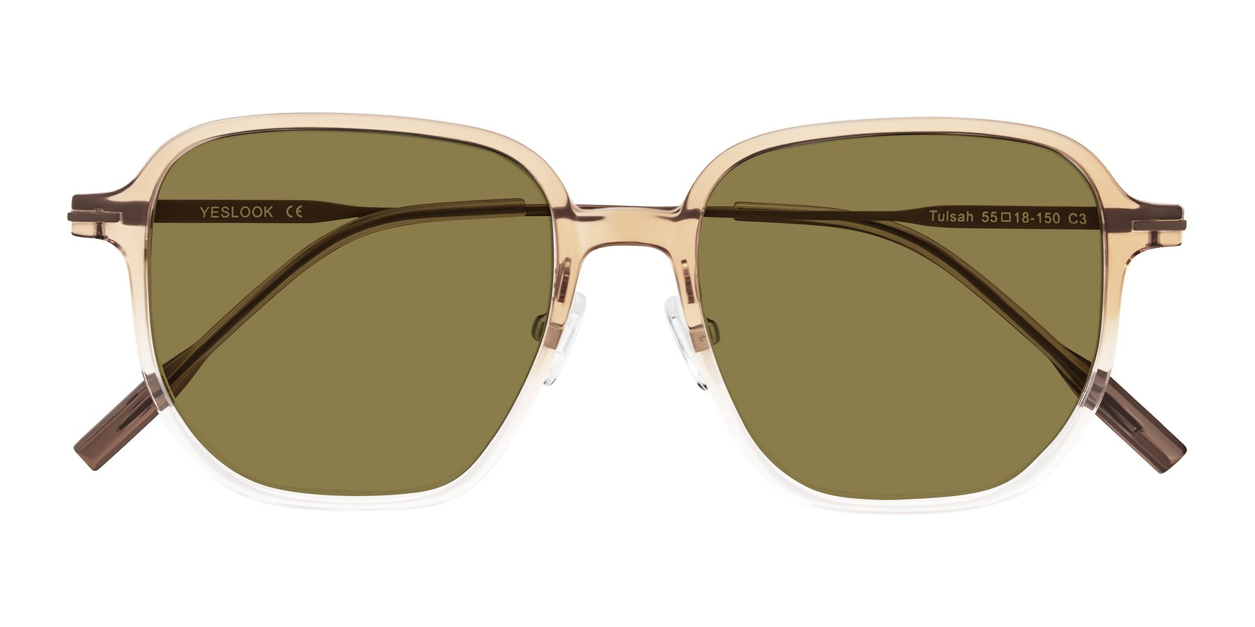 Folded Front of Tulsah in Gradient Light Brown/Clear with Brown Polarized Lenses