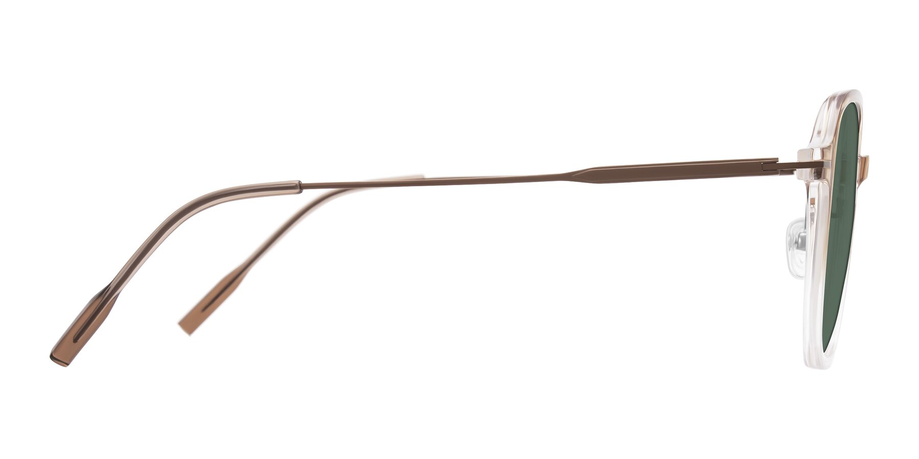 Side of Tulsah in Gradient Light Brown/Clear with Green Polarized Lenses