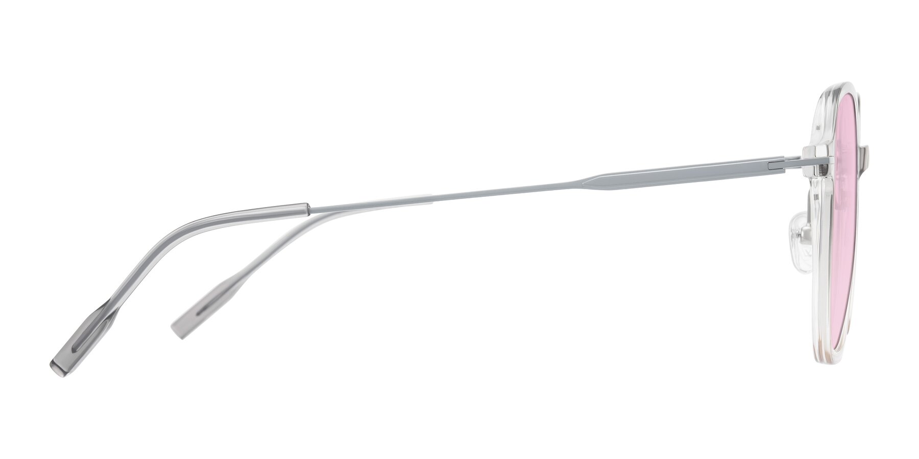 Side of Tulsah in Gradient Light Gray/Brown with Light Pink Tinted Lenses