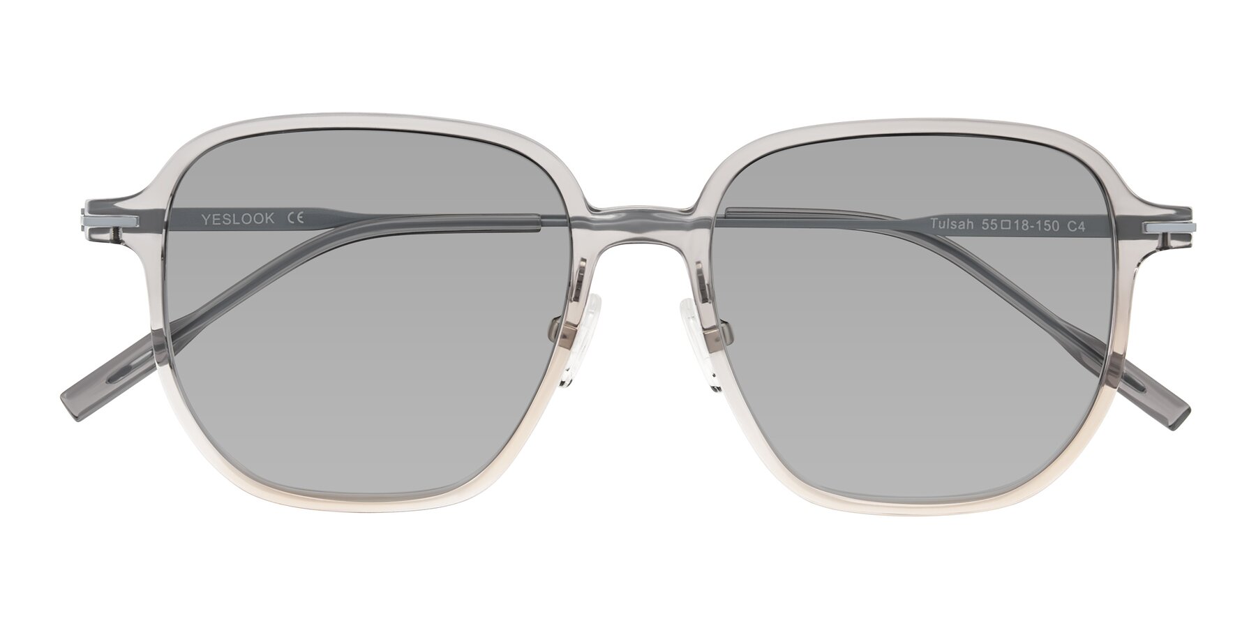 Folded Front of Tulsah in Gradient Light Gray/Brown with Light Gray Tinted Lenses