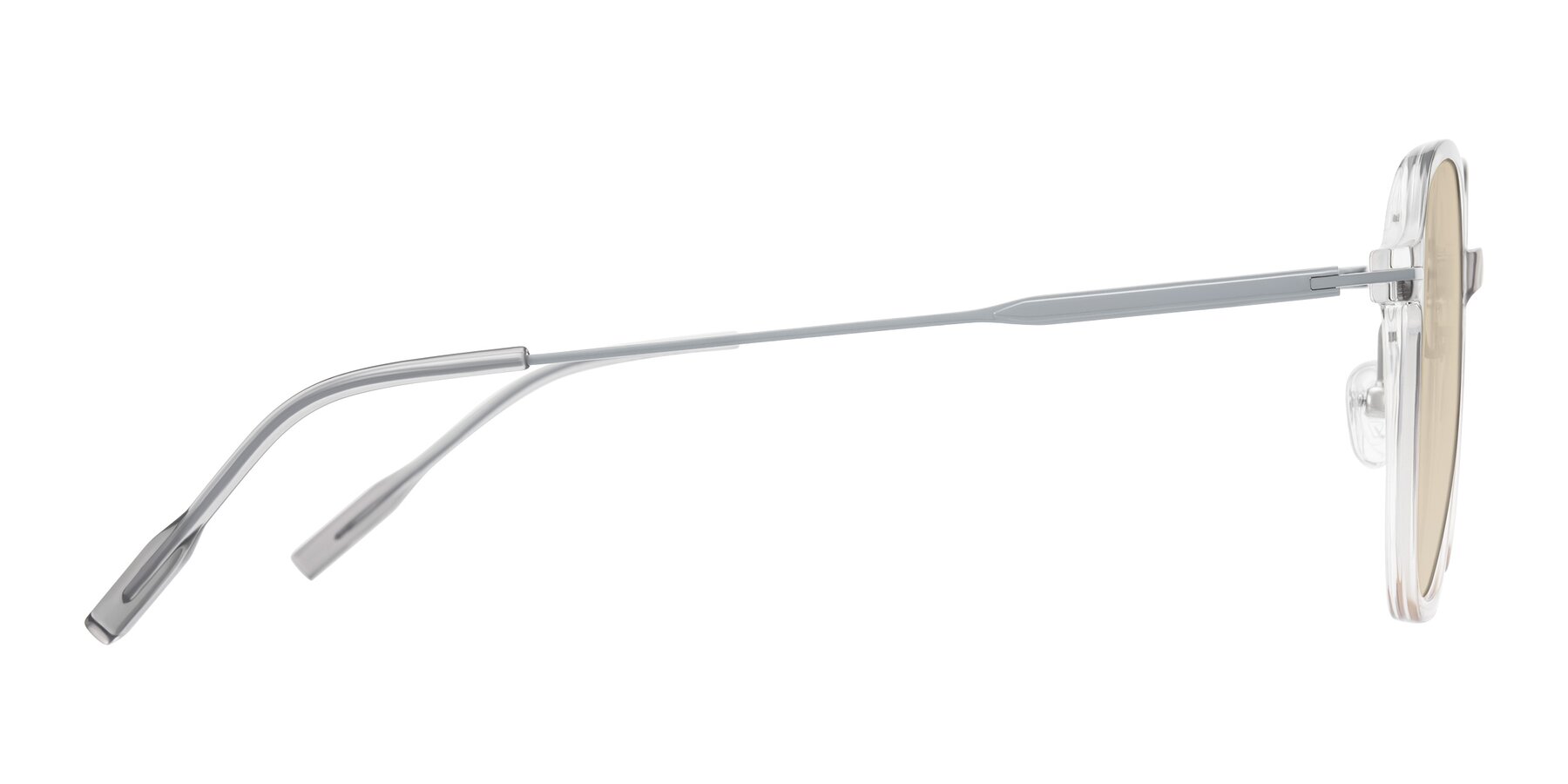Side of Tulsah in Gradient Light Gray/Brown with Light Brown Tinted Lenses