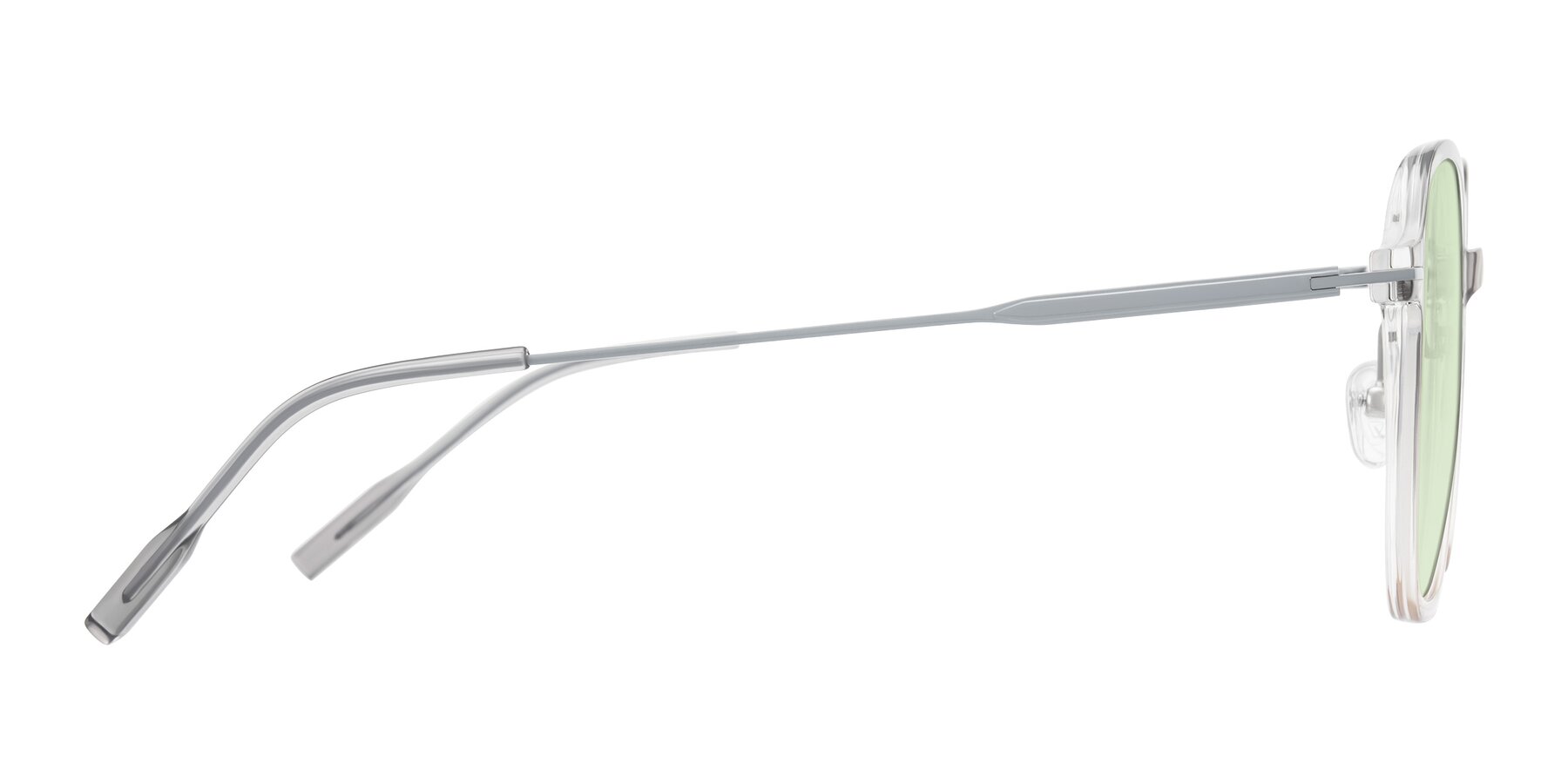 Side of Tulsah in Gradient Light Gray/Brown with Light Green Tinted Lenses