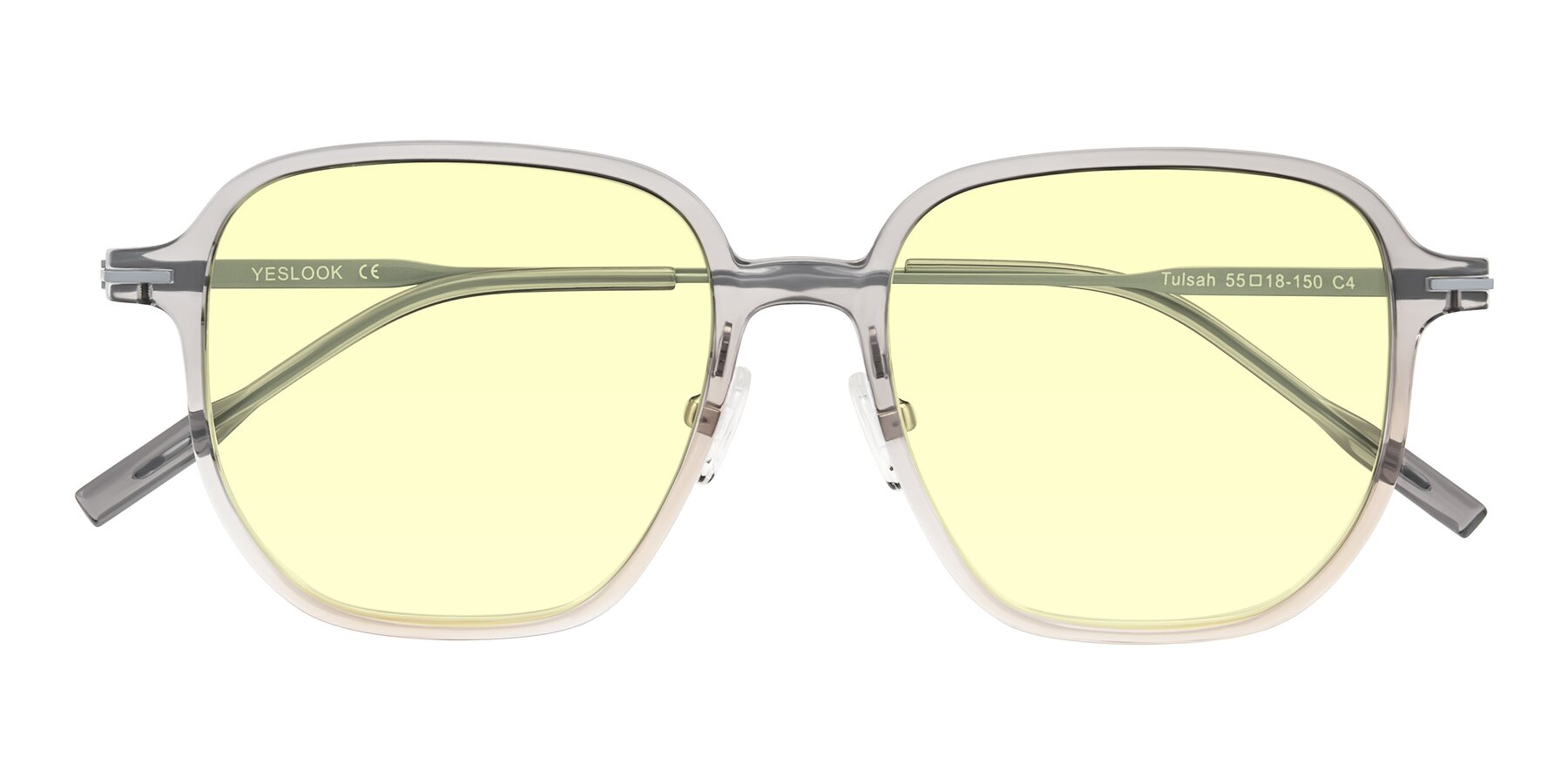 Folded Front of Tulsah in Gradient Light Gray/Brown with Light Yellow Tinted Lenses