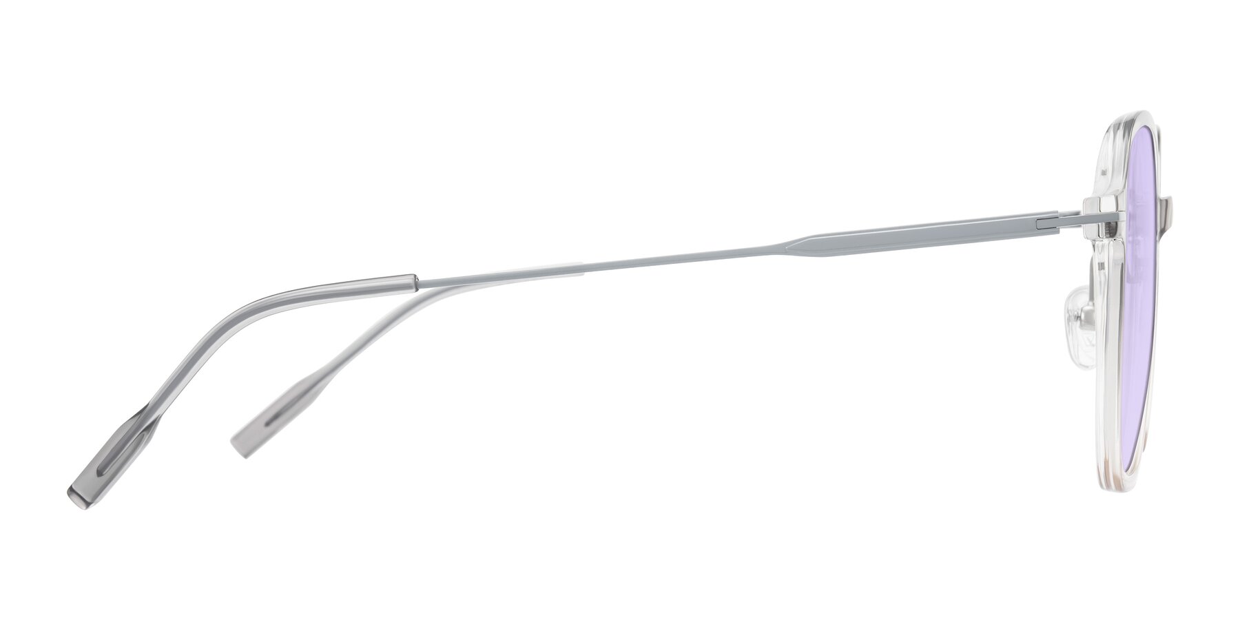 Side of Tulsah in Gradient Light Gray/Brown with Light Purple Tinted Lenses