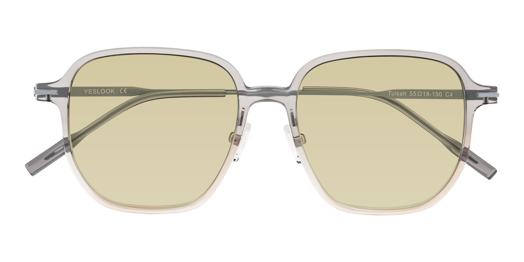 Folded Front of Tulsah in Gradient Light Gray/Brown with Light Champagne Tinted Lenses