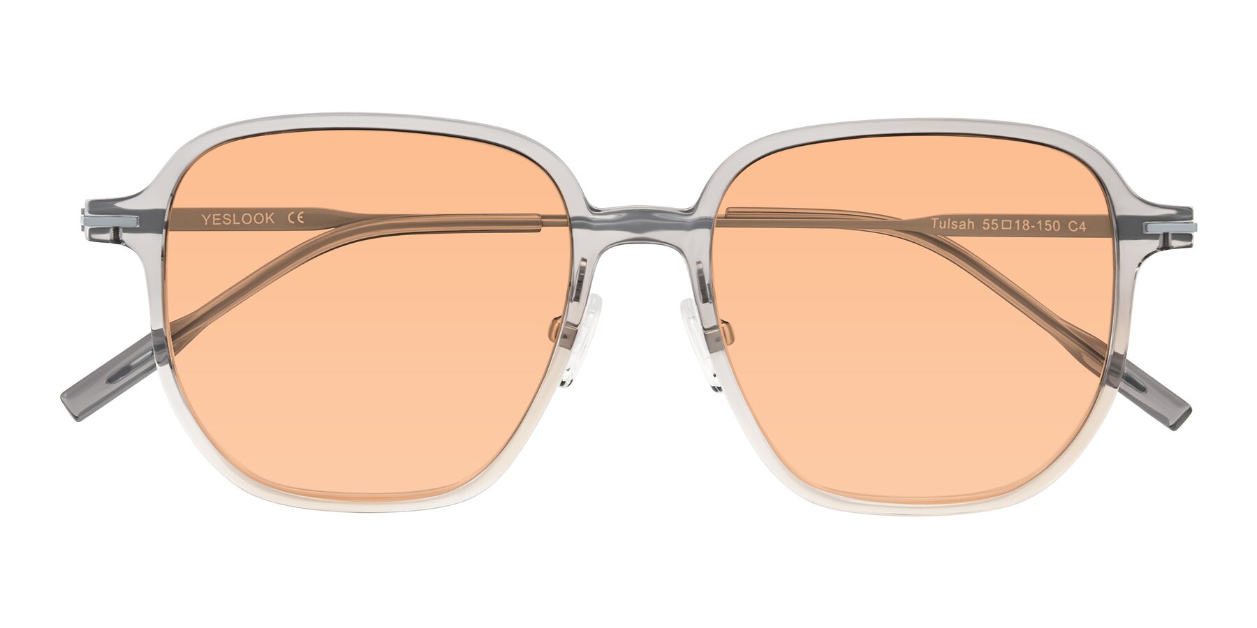 Folded Front of Tulsah in Gradient Light Gray/Brown with Light Orange Tinted Lenses