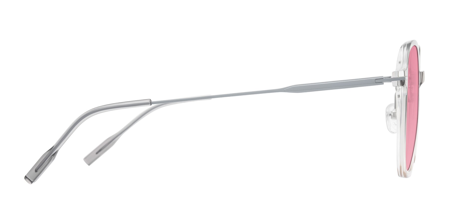 Side of Tulsah in Gradient Light Gray/Brown with Pink Tinted Lenses