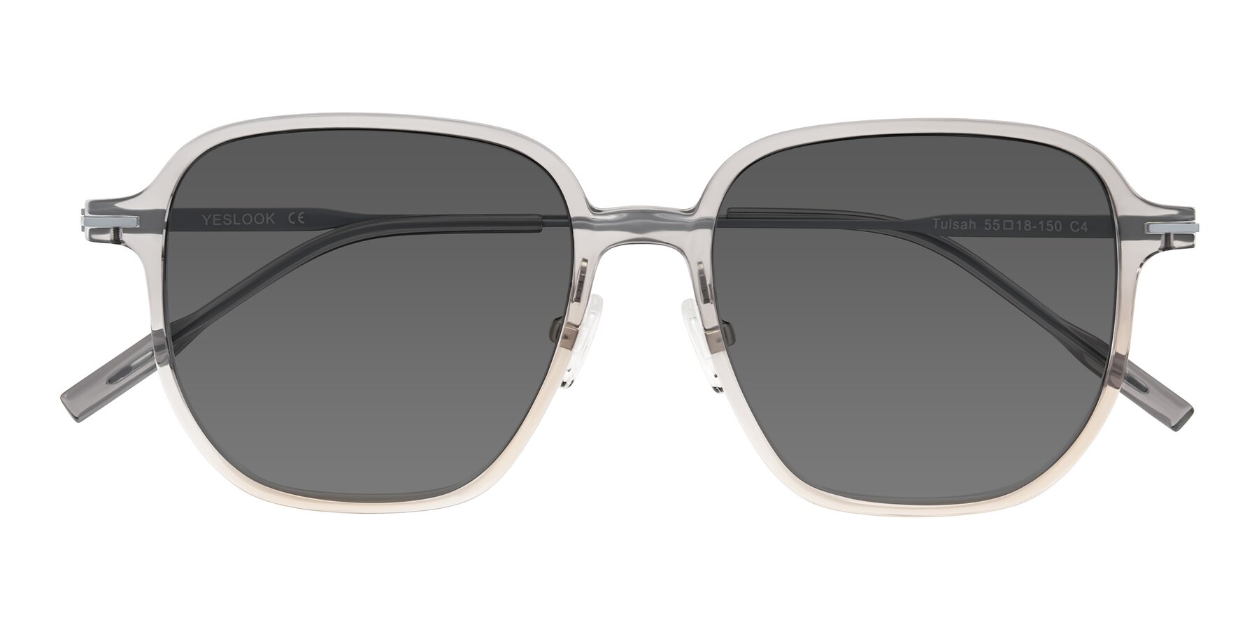 Folded Front of Tulsah in Gradient Light Gray/Brown with Medium Gray Tinted Lenses