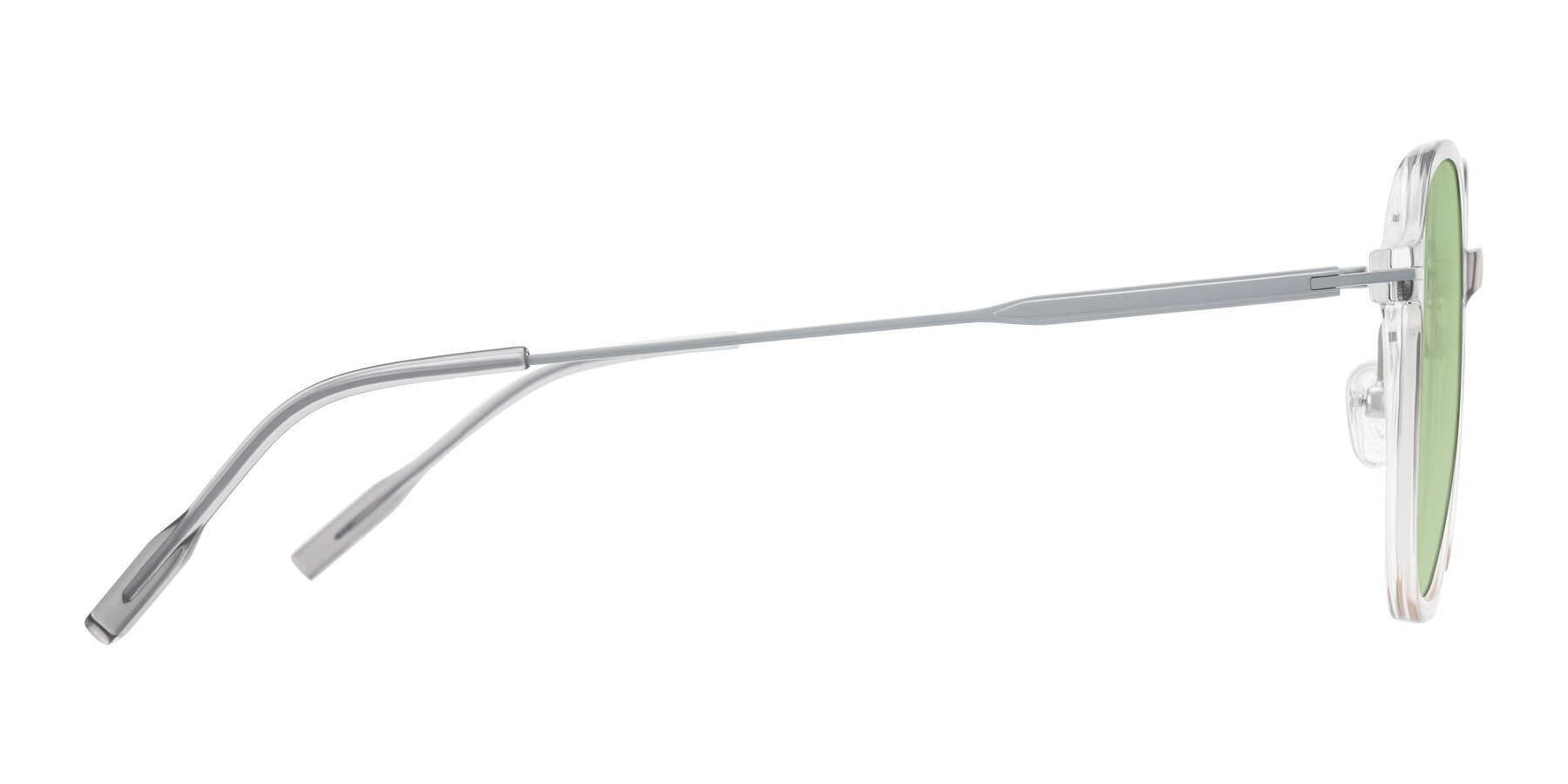Side of Tulsah in Gradient Light Gray/Brown with Medium Green Tinted Lenses