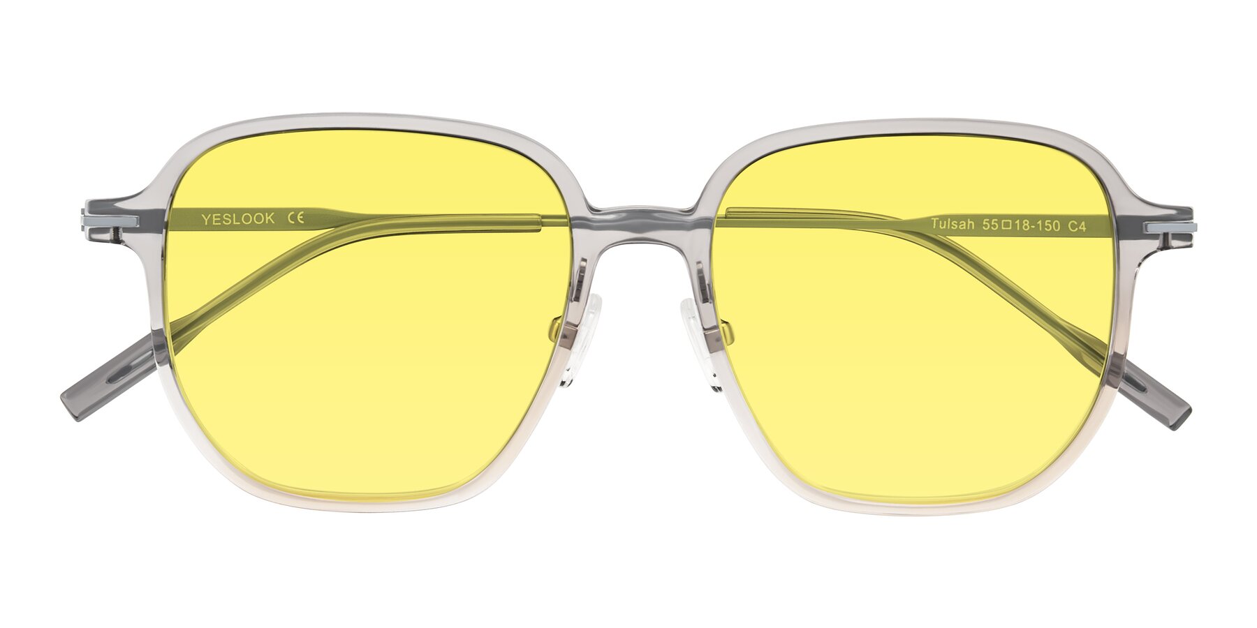 Folded Front of Tulsah in Gradient Light Gray/Brown with Medium Yellow Tinted Lenses