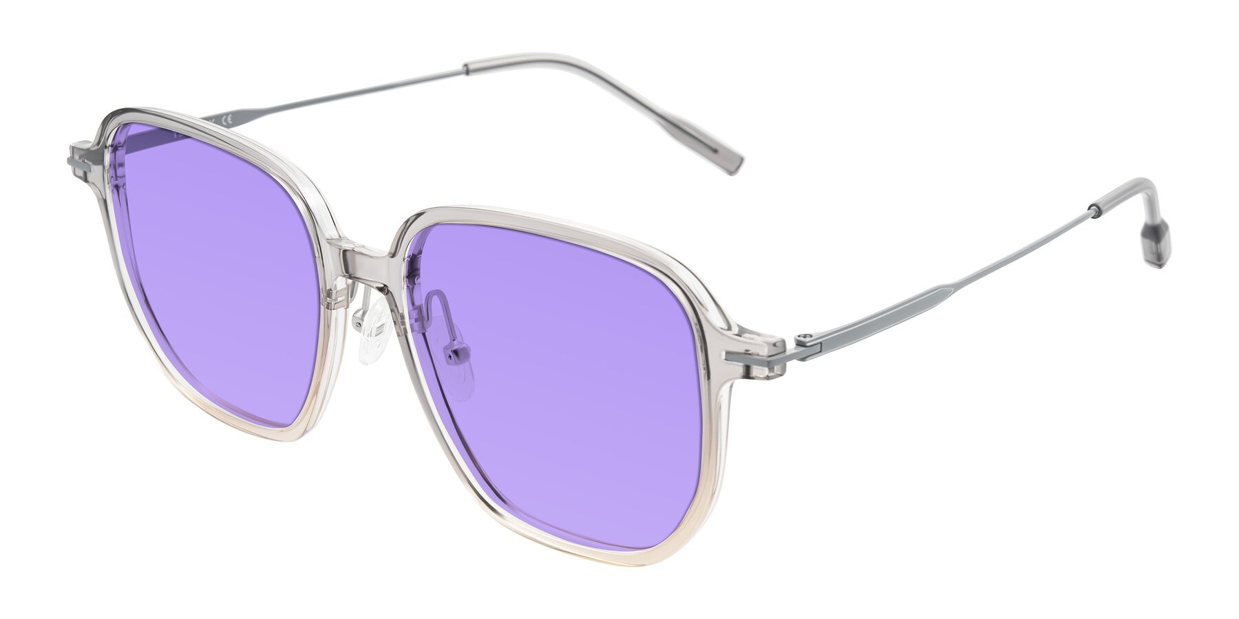 Angle of Tulsah in Gradient Light Gray/Brown with Medium Purple Tinted Lenses