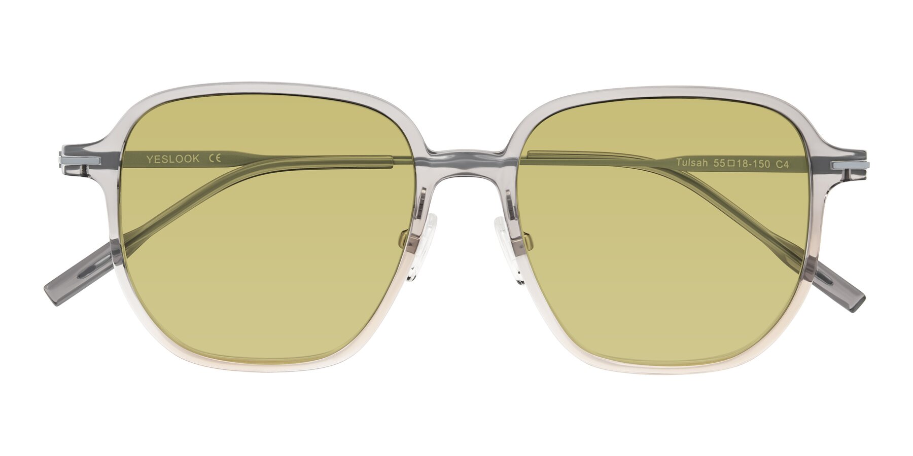Folded Front of Tulsah in Gradient Light Gray/Brown with Medium Champagne Tinted Lenses