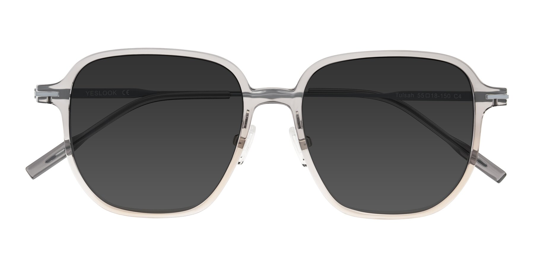 Folded Front of Tulsah in Gradient Light Gray/Brown with Gray Tinted Lenses
