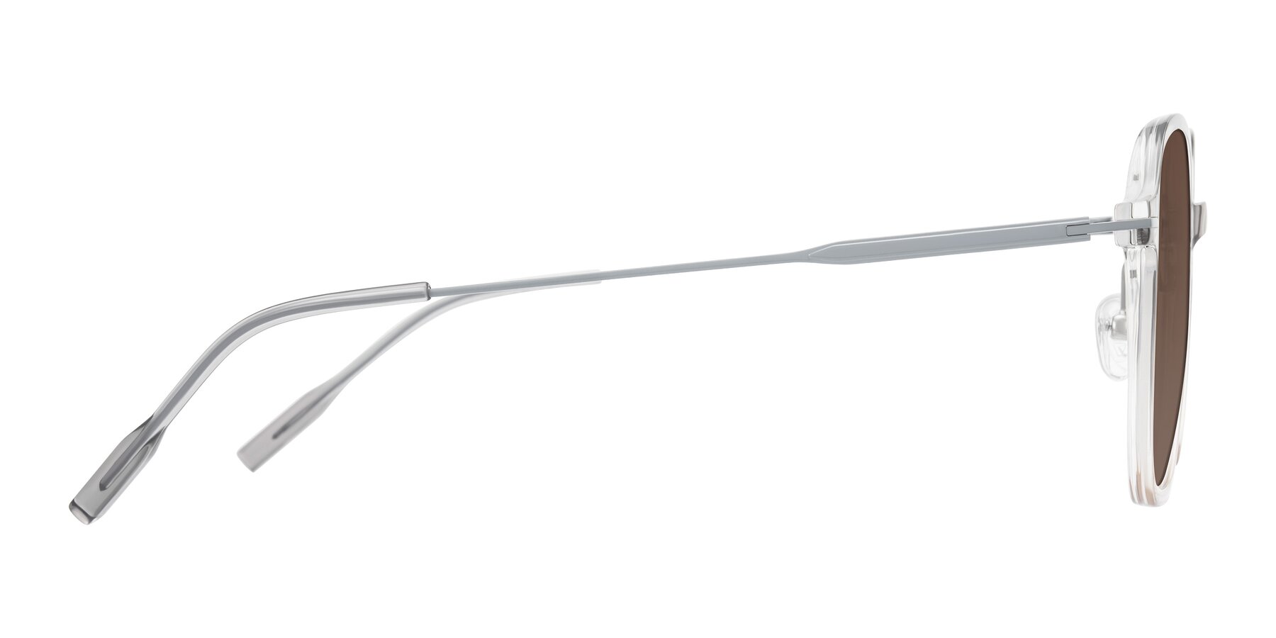 Side of Tulsah in Gradient Light Gray/Brown with Brown Tinted Lenses