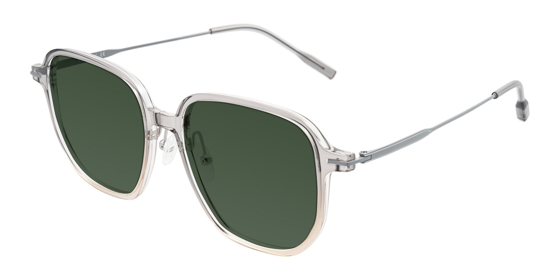 Angle of Tulsah in Gradient Light Gray/Brown with Green Tinted Lenses