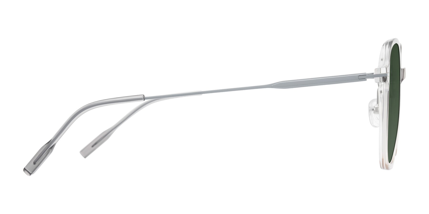 Side of Tulsah in Gradient Light Gray/Brown with Green Tinted Lenses