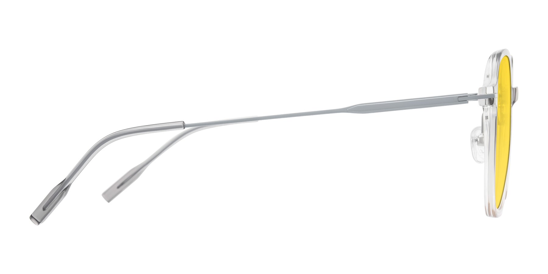Side of Tulsah in Gradient Light Gray/Brown with Yellow Tinted Lenses