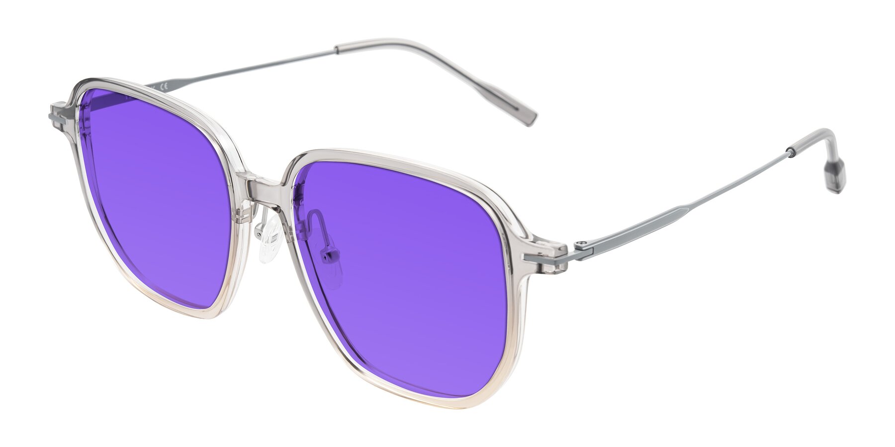 Angle of Tulsah in Gradient Light Gray/Brown with Purple Tinted Lenses