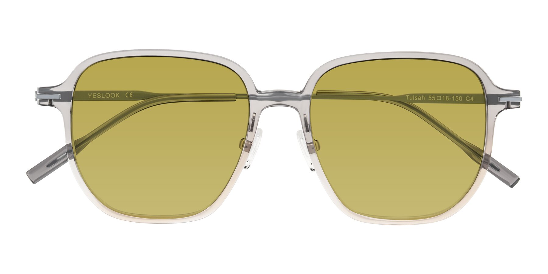Folded Front of Tulsah in Gradient Light Gray/Brown with Champagne Tinted Lenses
